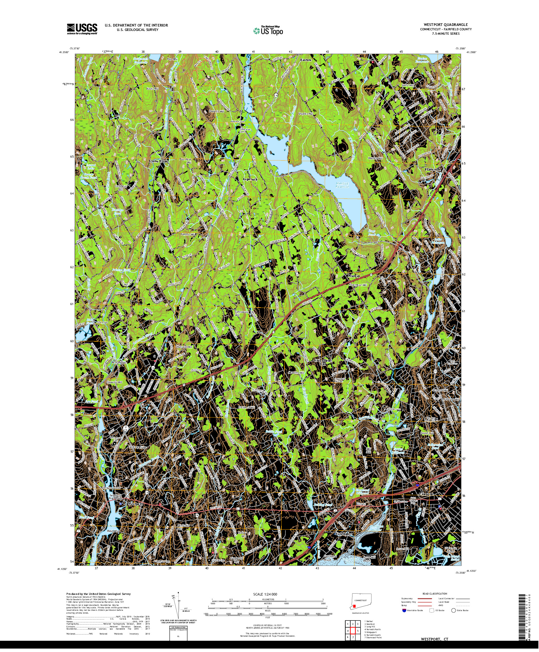 USGS US TOPO 7.5-MINUTE MAP FOR WESTPORT, CT 2021