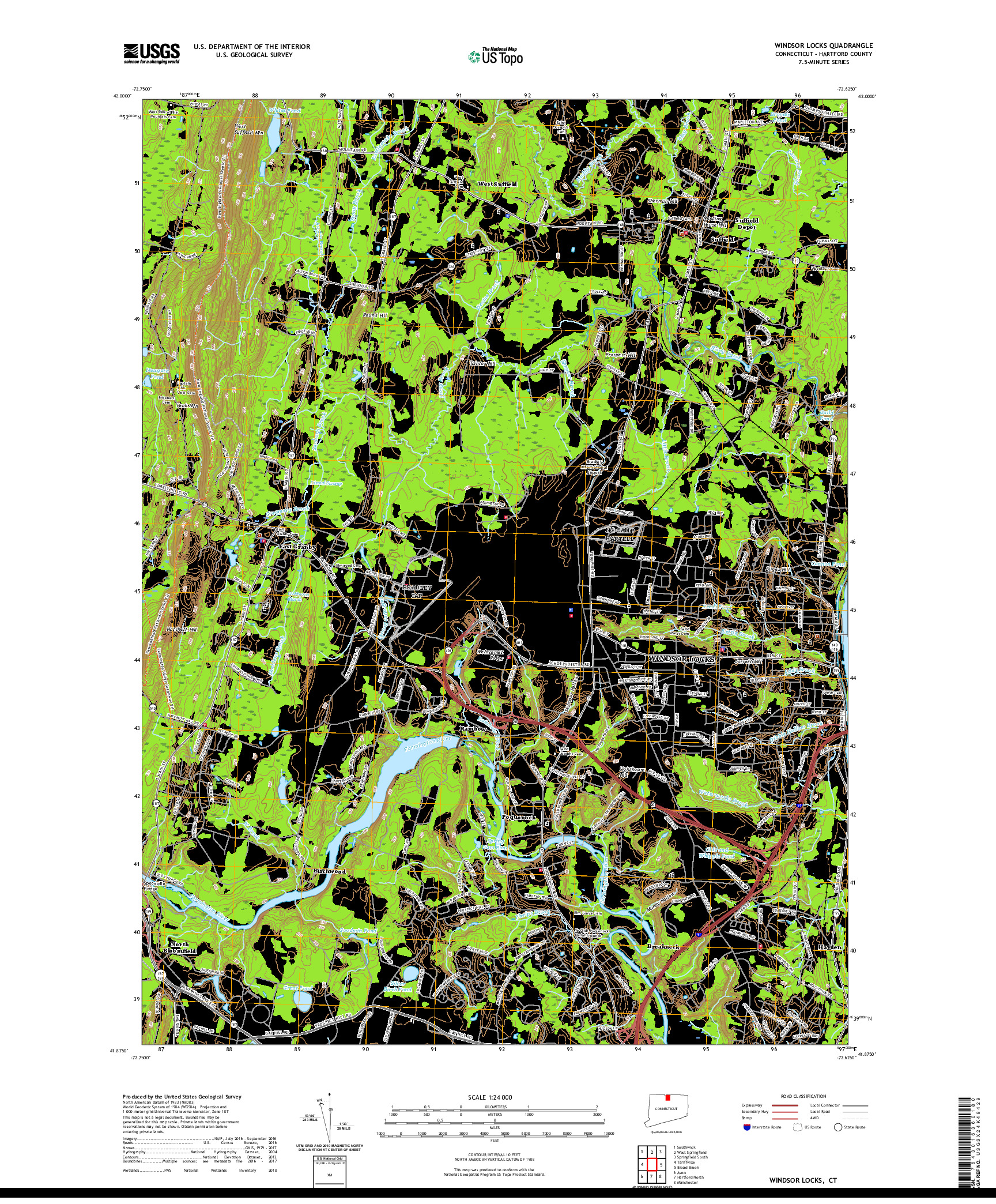 USGS US TOPO 7.5-MINUTE MAP FOR WINDSOR LOCKS, CT 2021