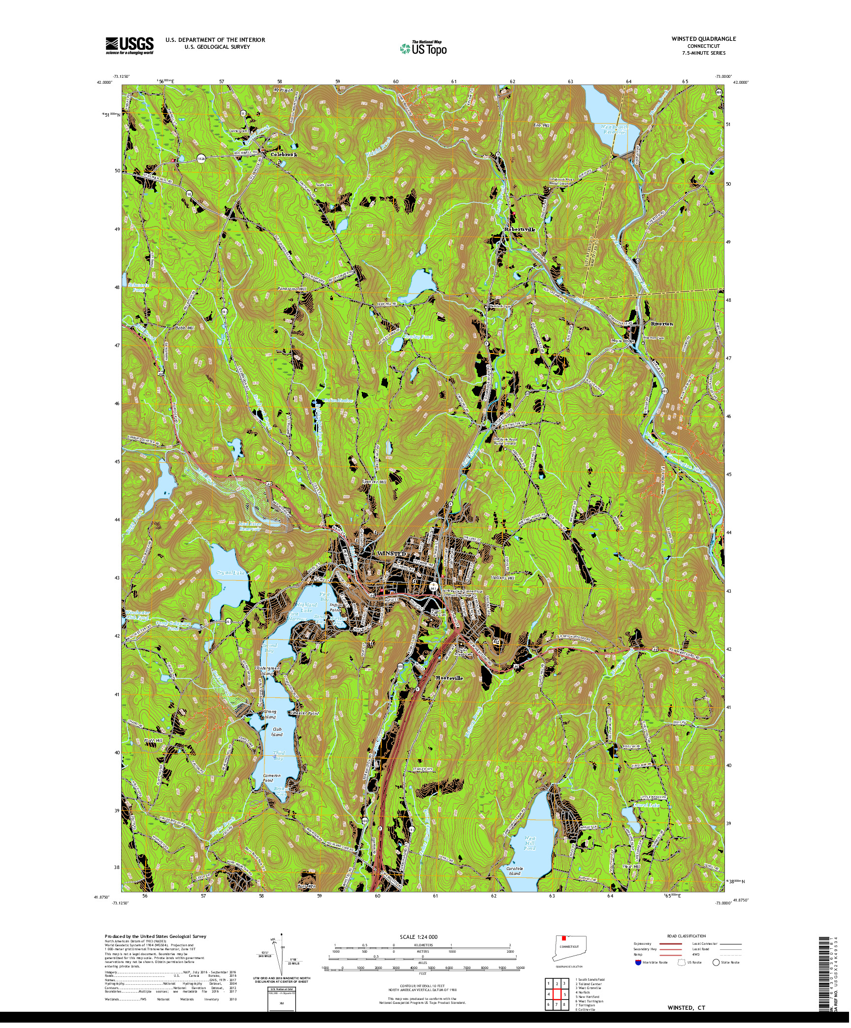 USGS US TOPO 7.5-MINUTE MAP FOR WINSTED, CT 2021