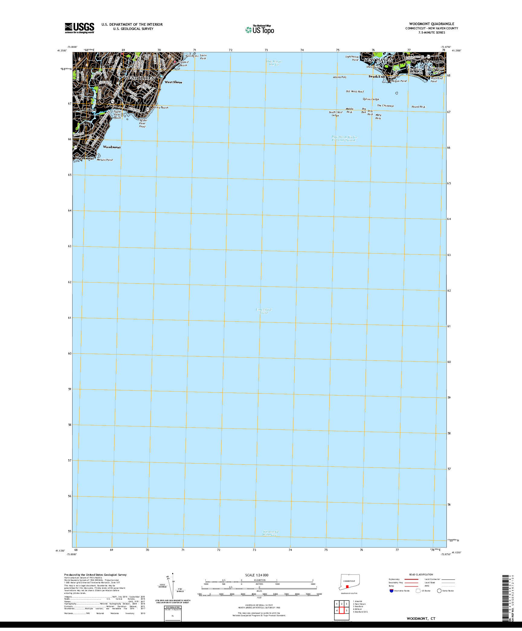 USGS US TOPO 7.5-MINUTE MAP FOR WOODMONT, CT 2021