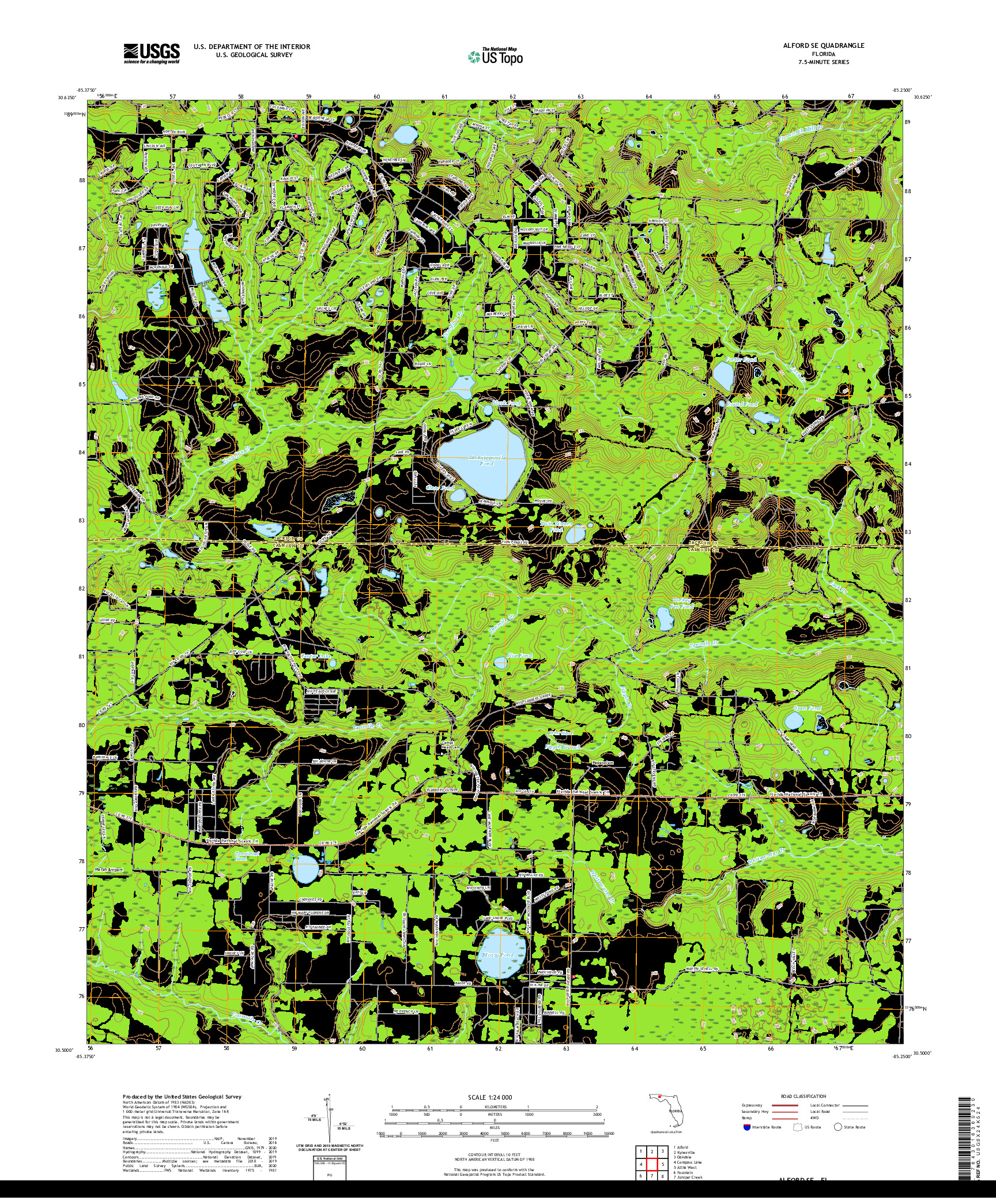 USGS US TOPO 7.5-MINUTE MAP FOR ALFORD SE, FL 2021