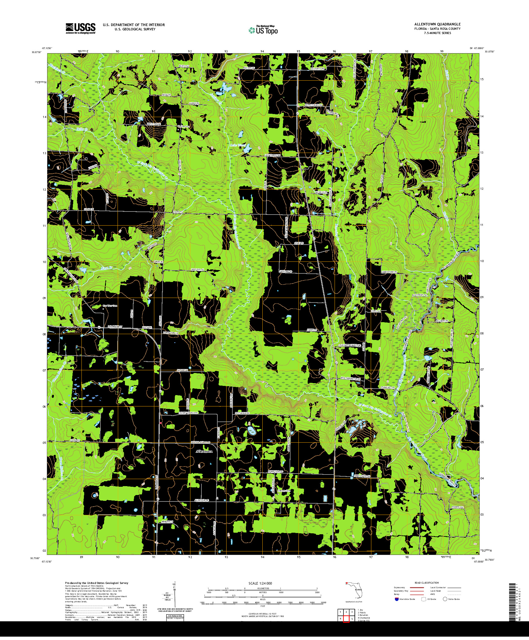 USGS US TOPO 7.5-MINUTE MAP FOR ALLENTOWN, FL 2021