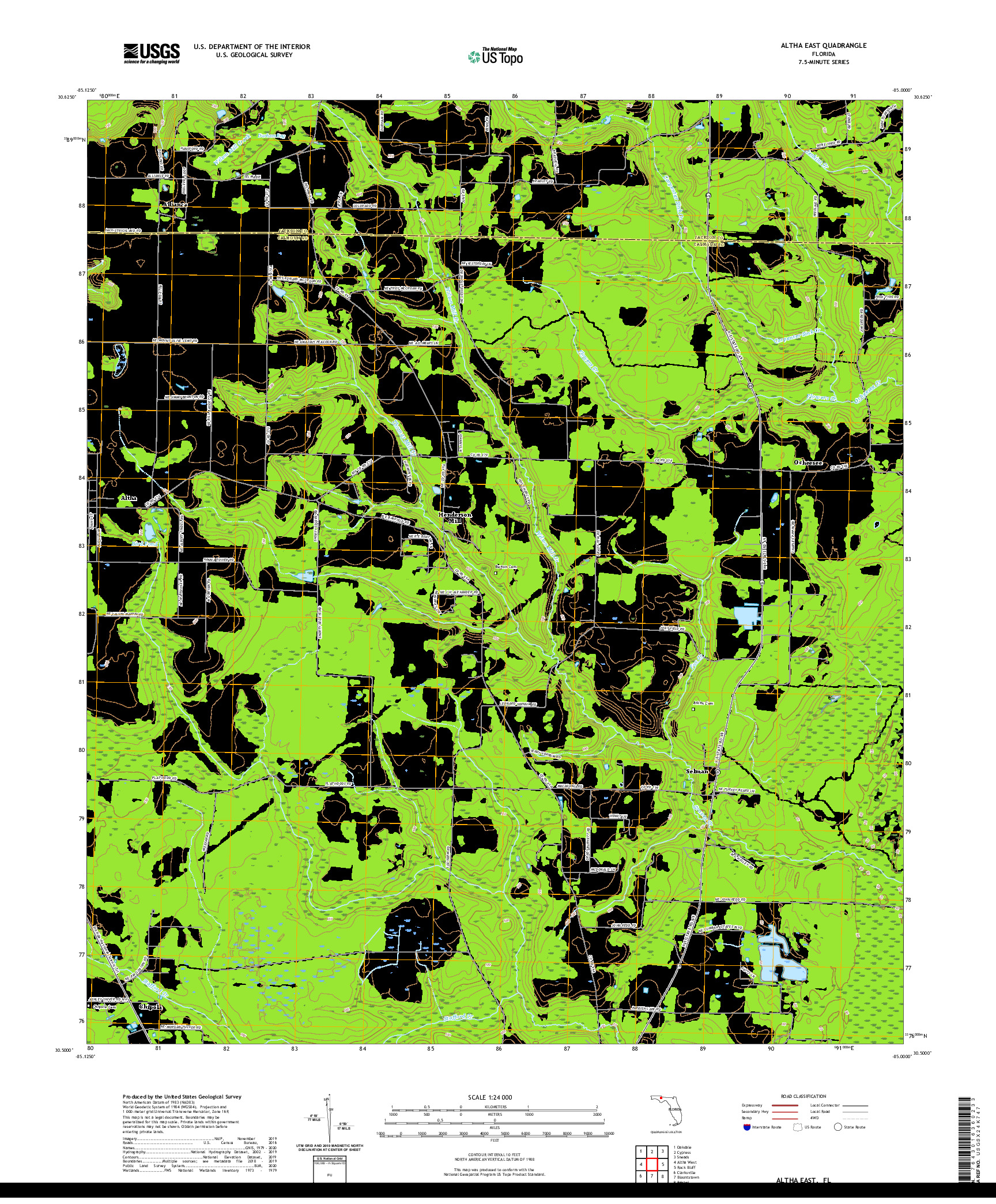 USGS US TOPO 7.5-MINUTE MAP FOR ALTHA EAST, FL 2021