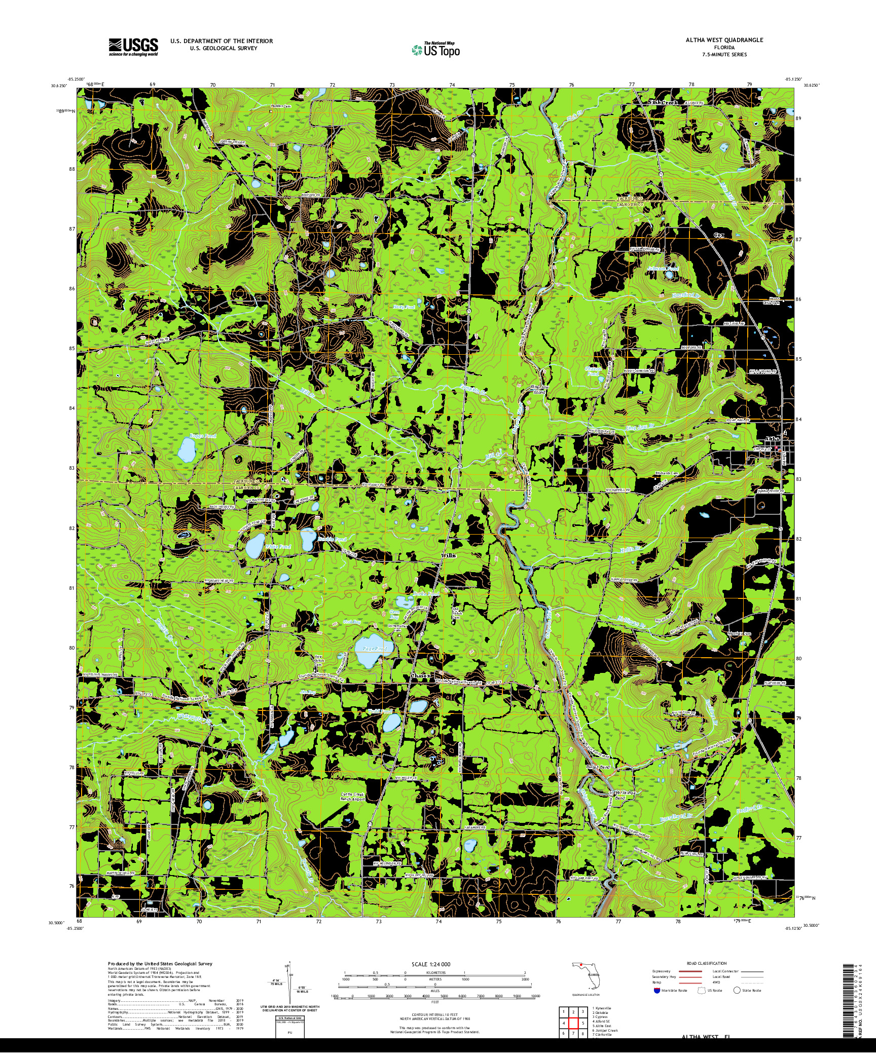 USGS US TOPO 7.5-MINUTE MAP FOR ALTHA WEST, FL 2021