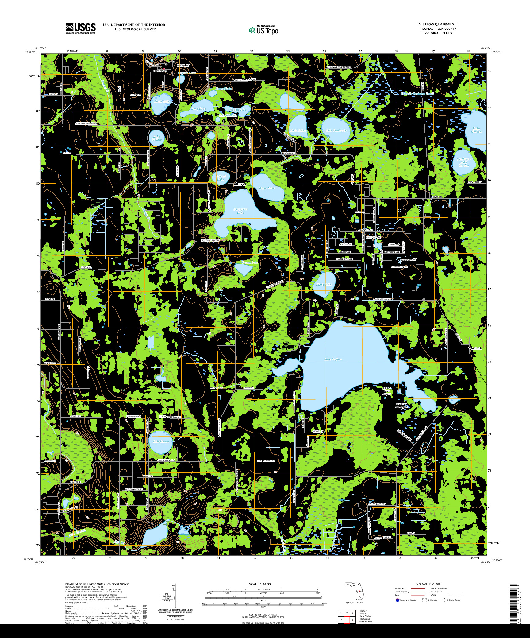 USGS US TOPO 7.5-MINUTE MAP FOR ALTURAS, FL 2021