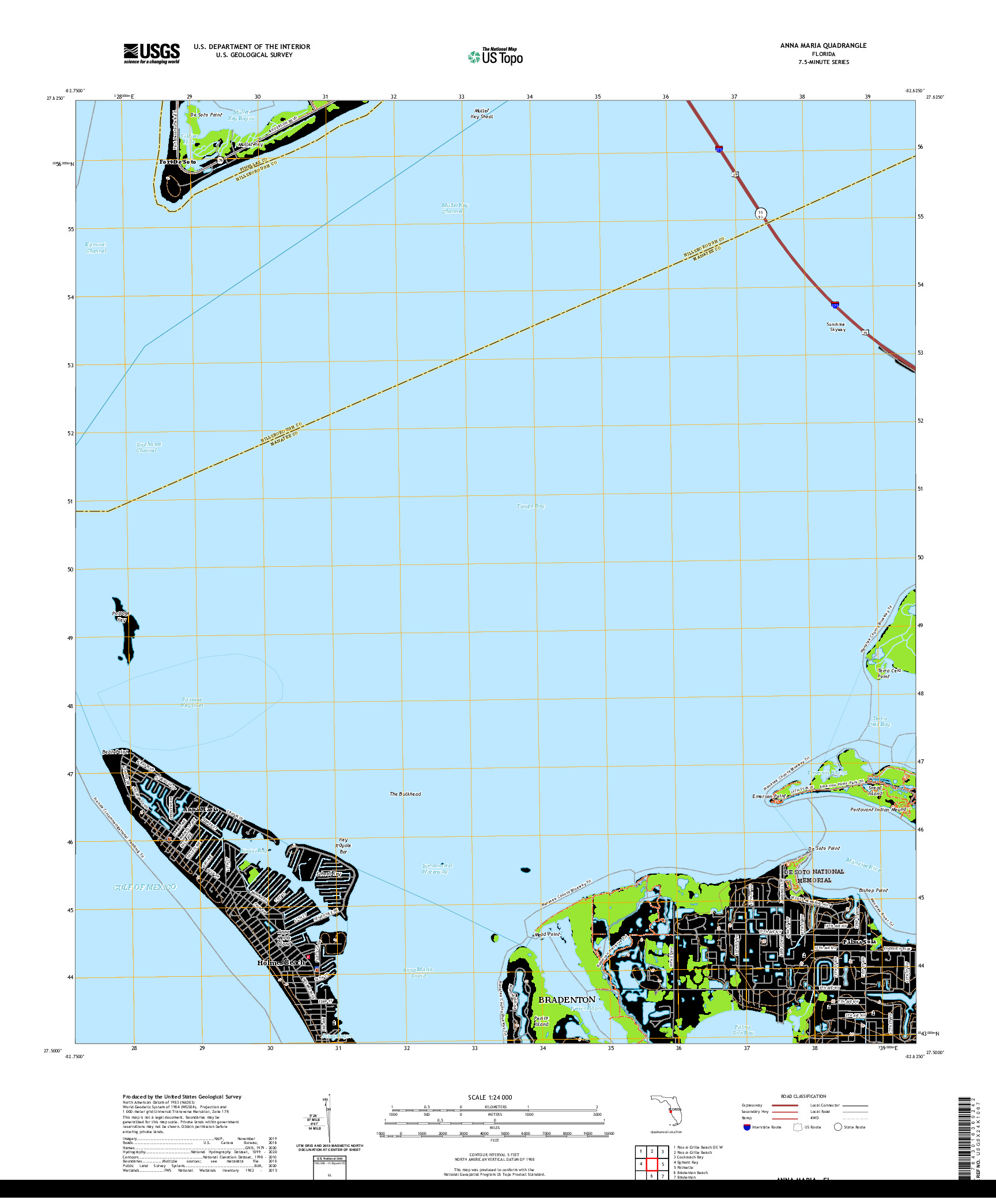 USGS US TOPO 7.5-MINUTE MAP FOR ANNA MARIA, FL 2021