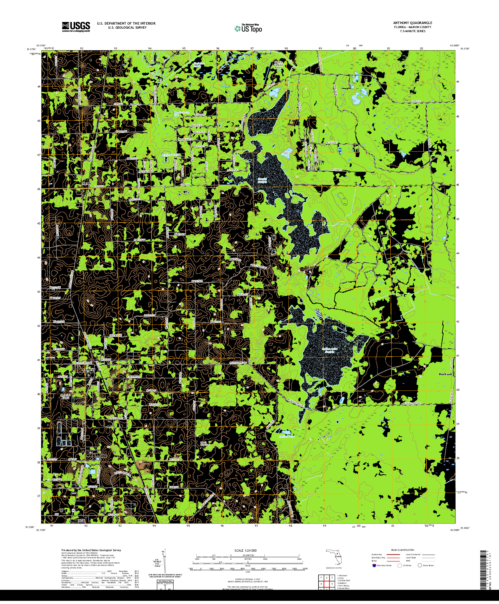 USGS US TOPO 7.5-MINUTE MAP FOR ANTHONY, FL 2021