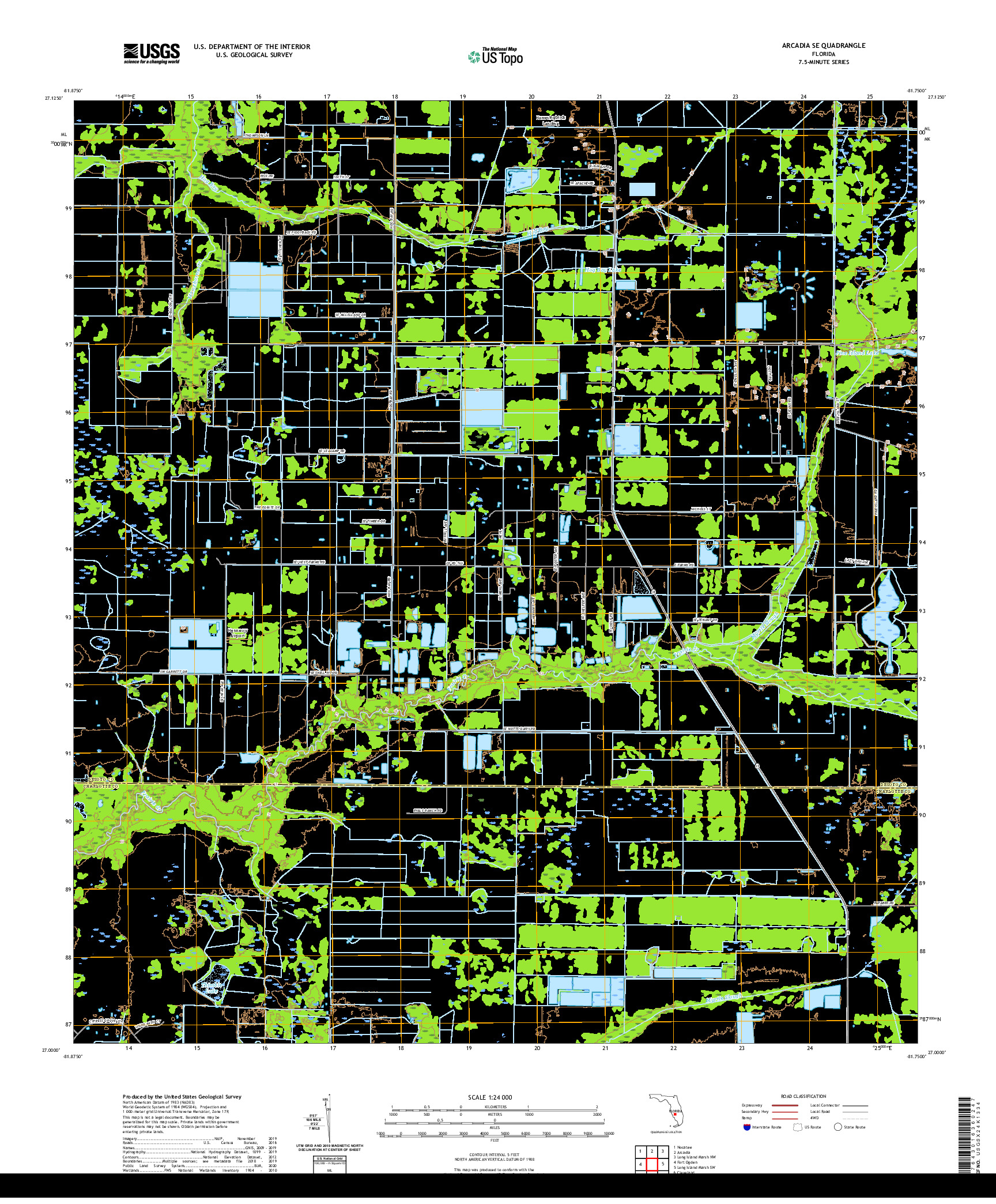 USGS US TOPO 7.5-MINUTE MAP FOR ARCADIA SE, FL 2021