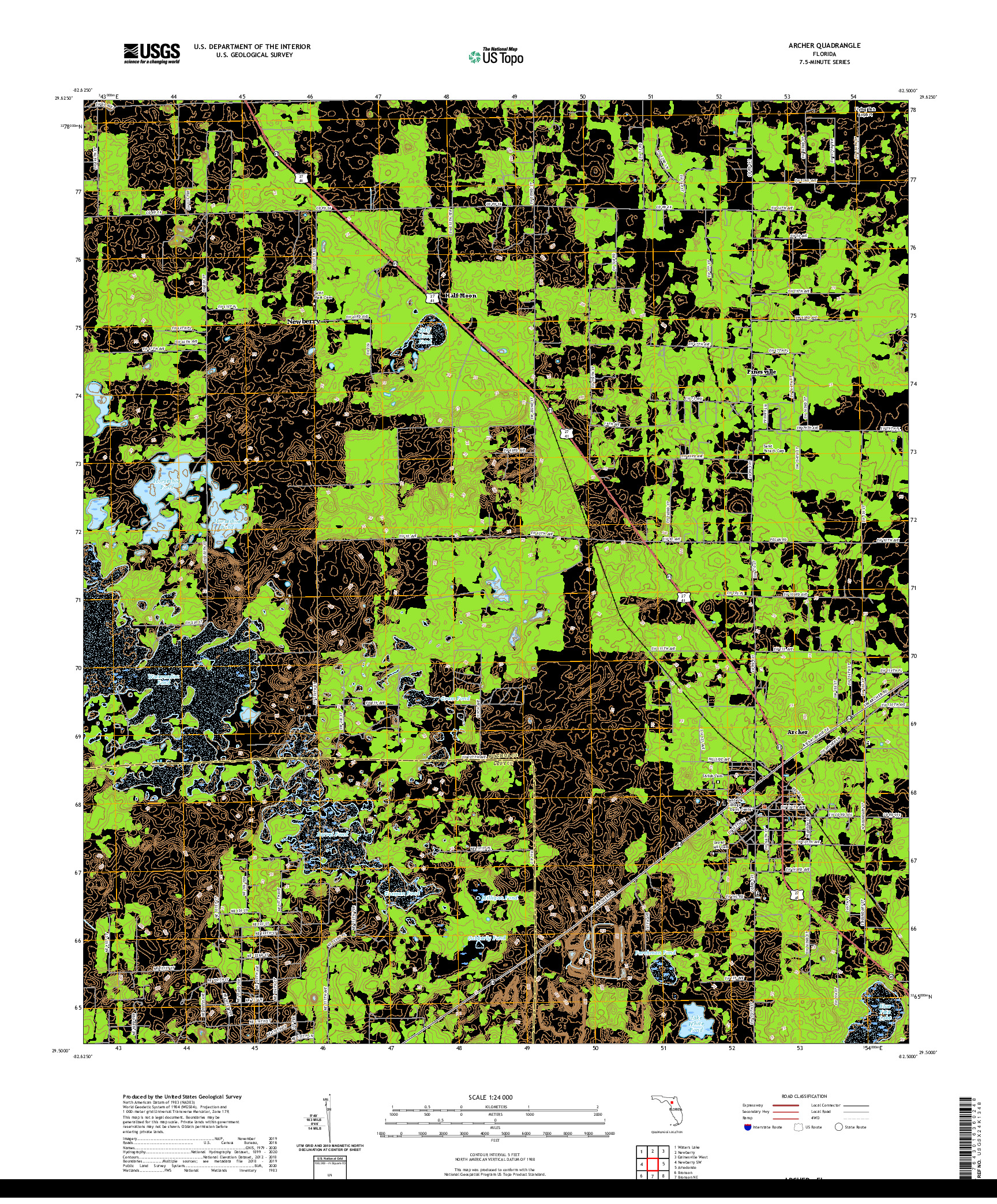 USGS US TOPO 7.5-MINUTE MAP FOR ARCHER, FL 2021