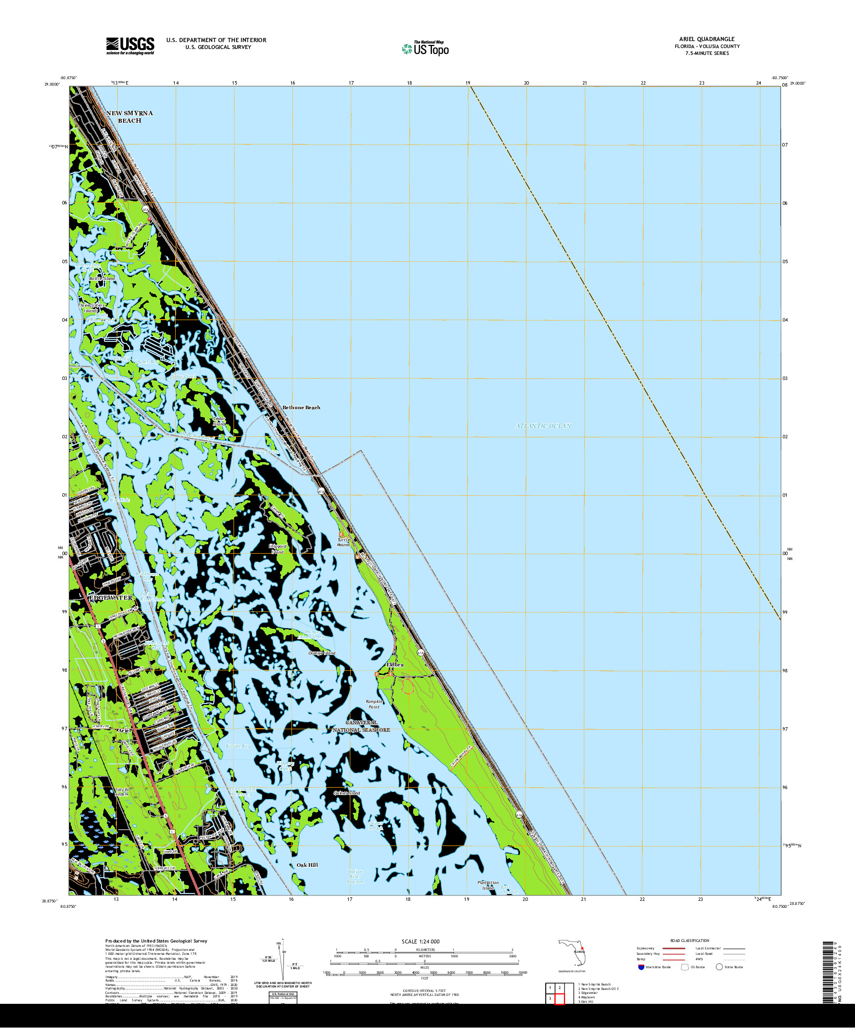 USGS US TOPO 7.5-MINUTE MAP FOR ARIEL, FL 2021