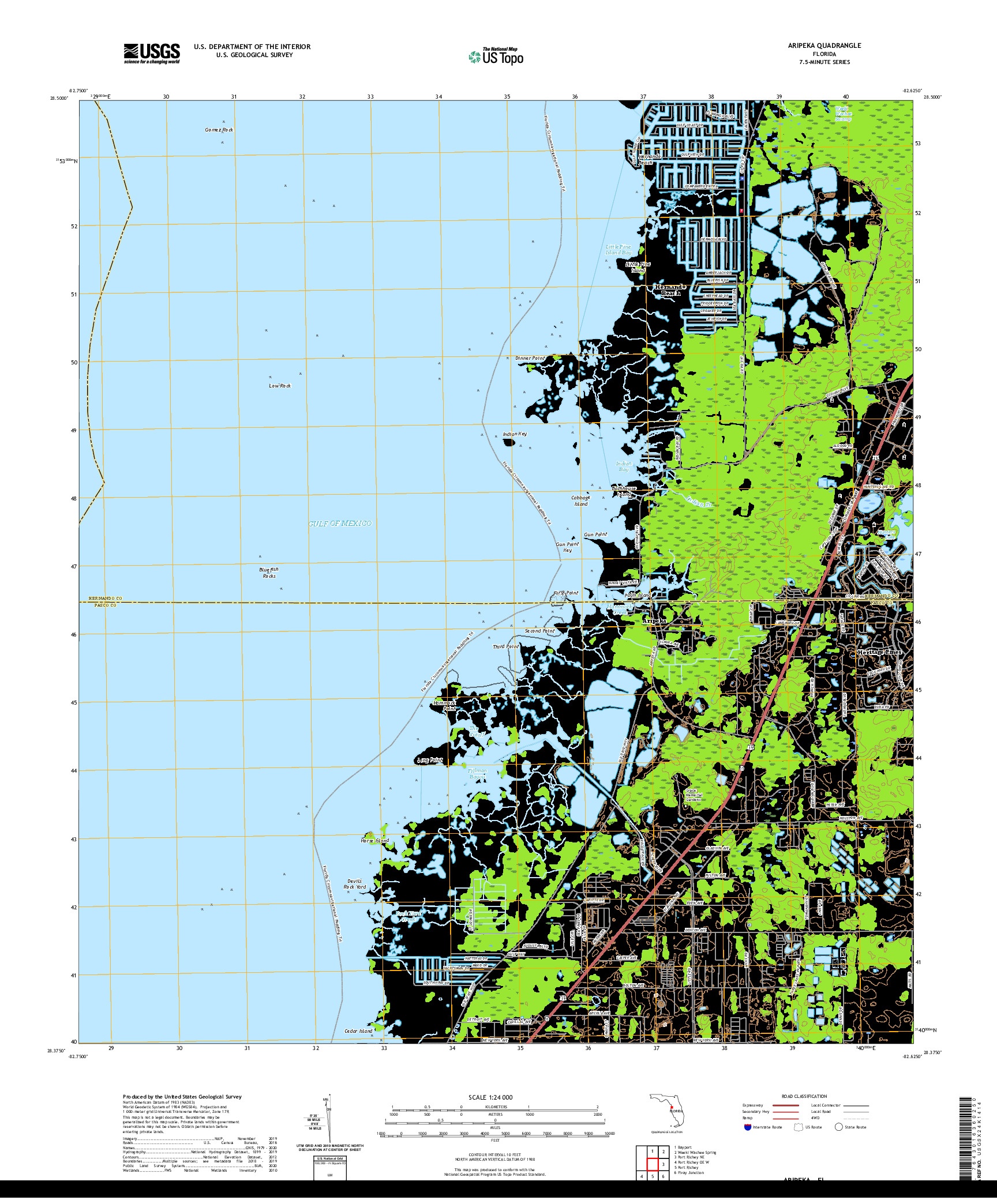 USGS US TOPO 7.5-MINUTE MAP FOR ARIPEKA, FL 2021