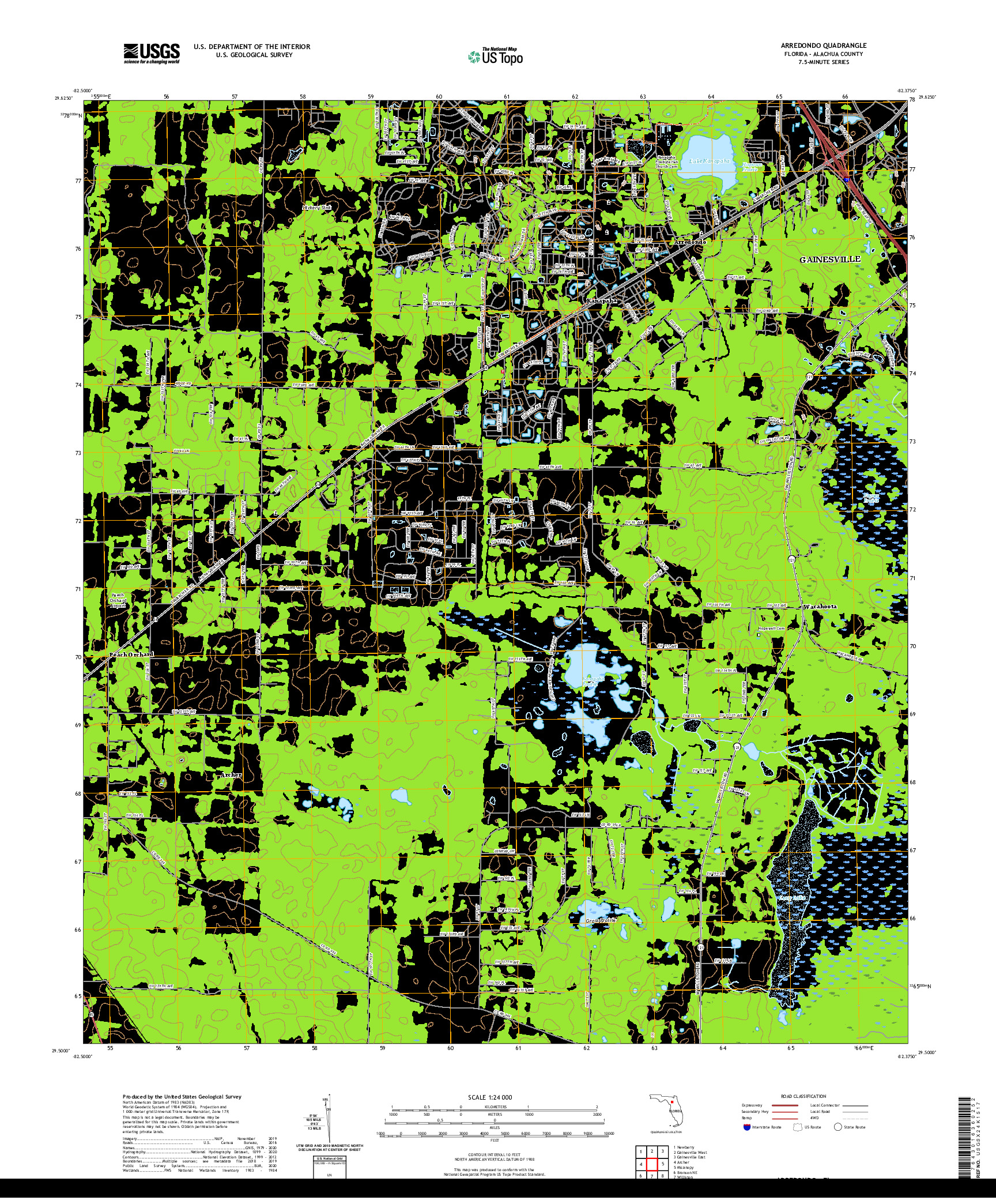 USGS US TOPO 7.5-MINUTE MAP FOR ARREDONDO, FL 2021