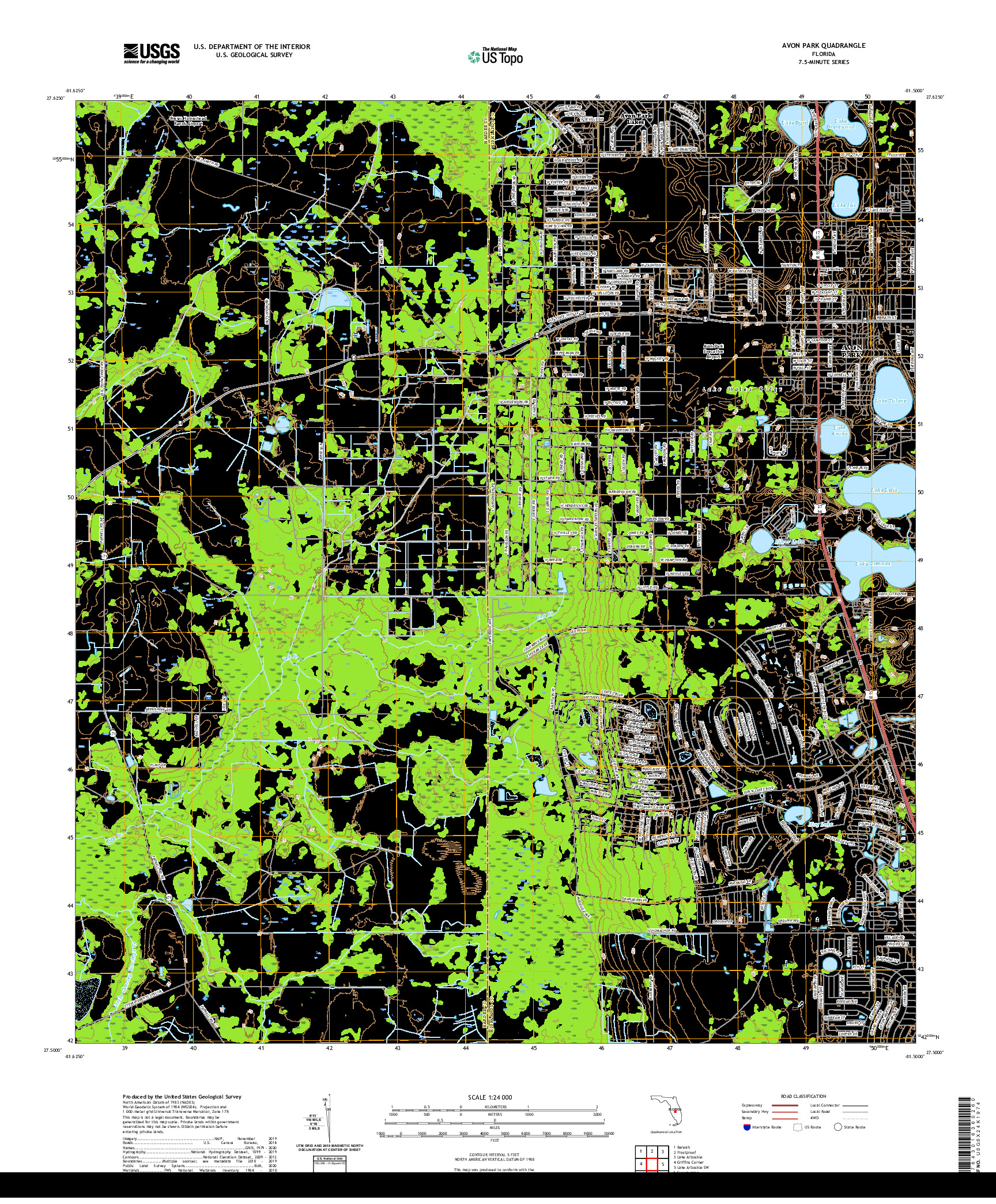 USGS US TOPO 7.5-MINUTE MAP FOR AVON PARK, FL 2021