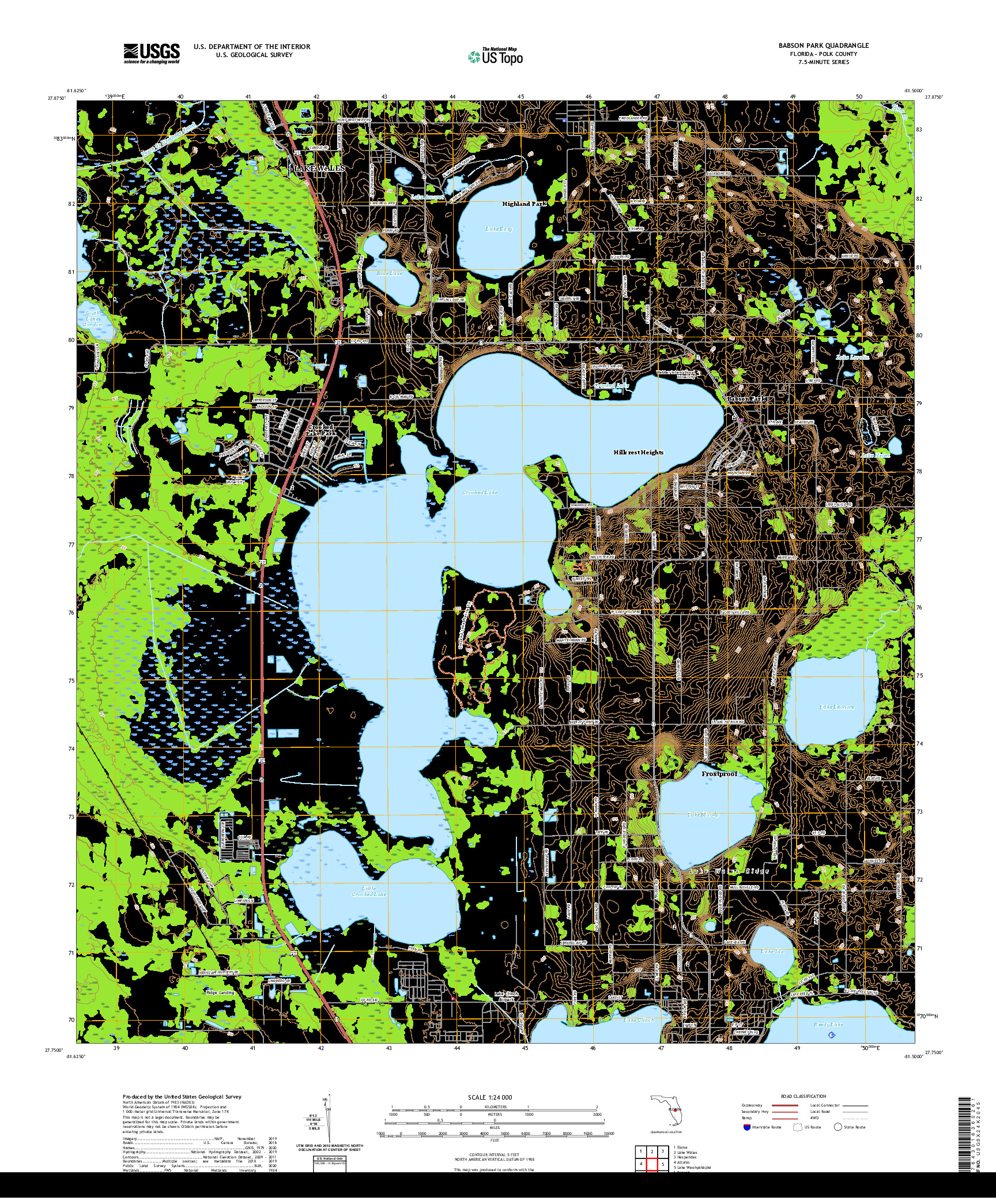 USGS US TOPO 7.5-MINUTE MAP FOR BABSON PARK, FL 2021