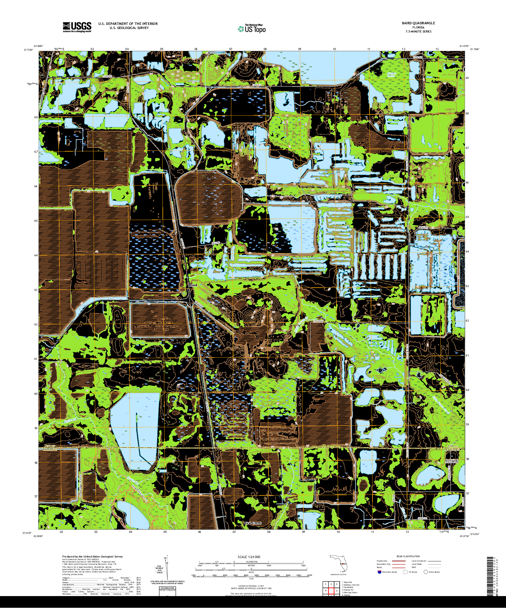 USGS US TOPO 7.5-MINUTE MAP FOR BAIRD, FL 2021