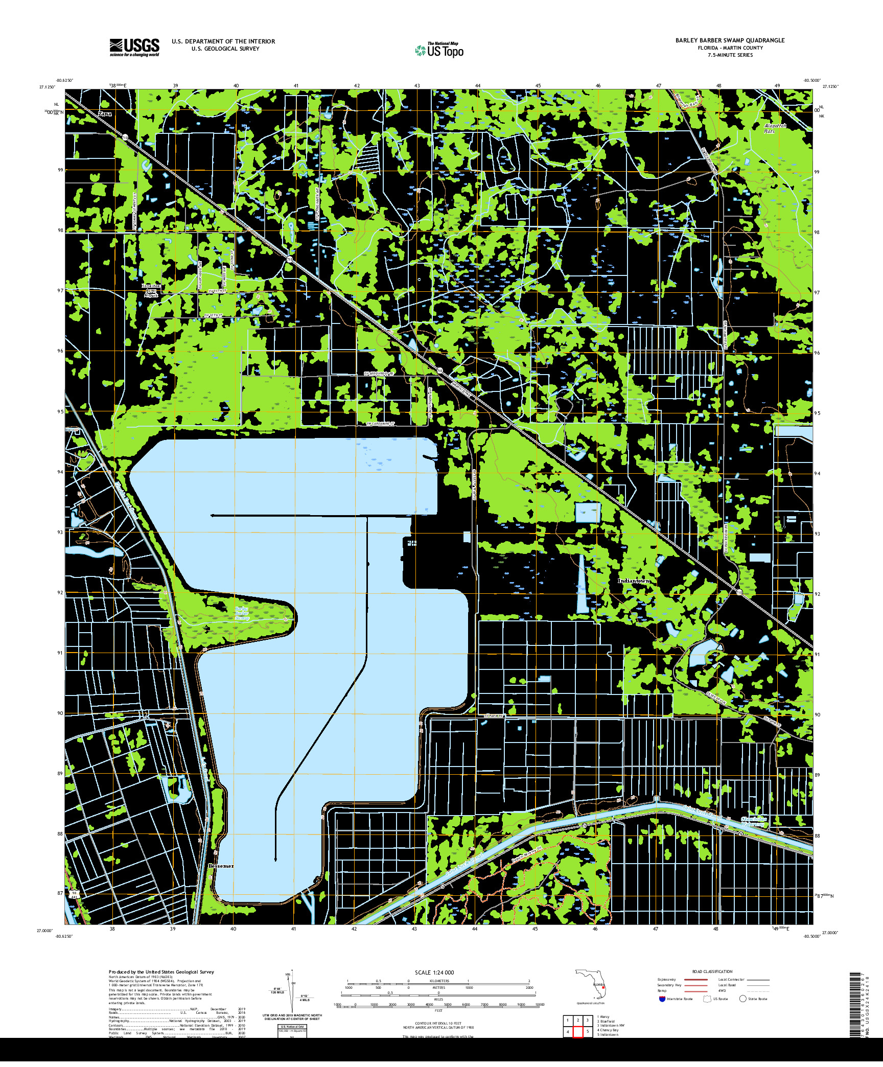 USGS US TOPO 7.5-MINUTE MAP FOR BARLEY BARBER SWAMP, FL 2021