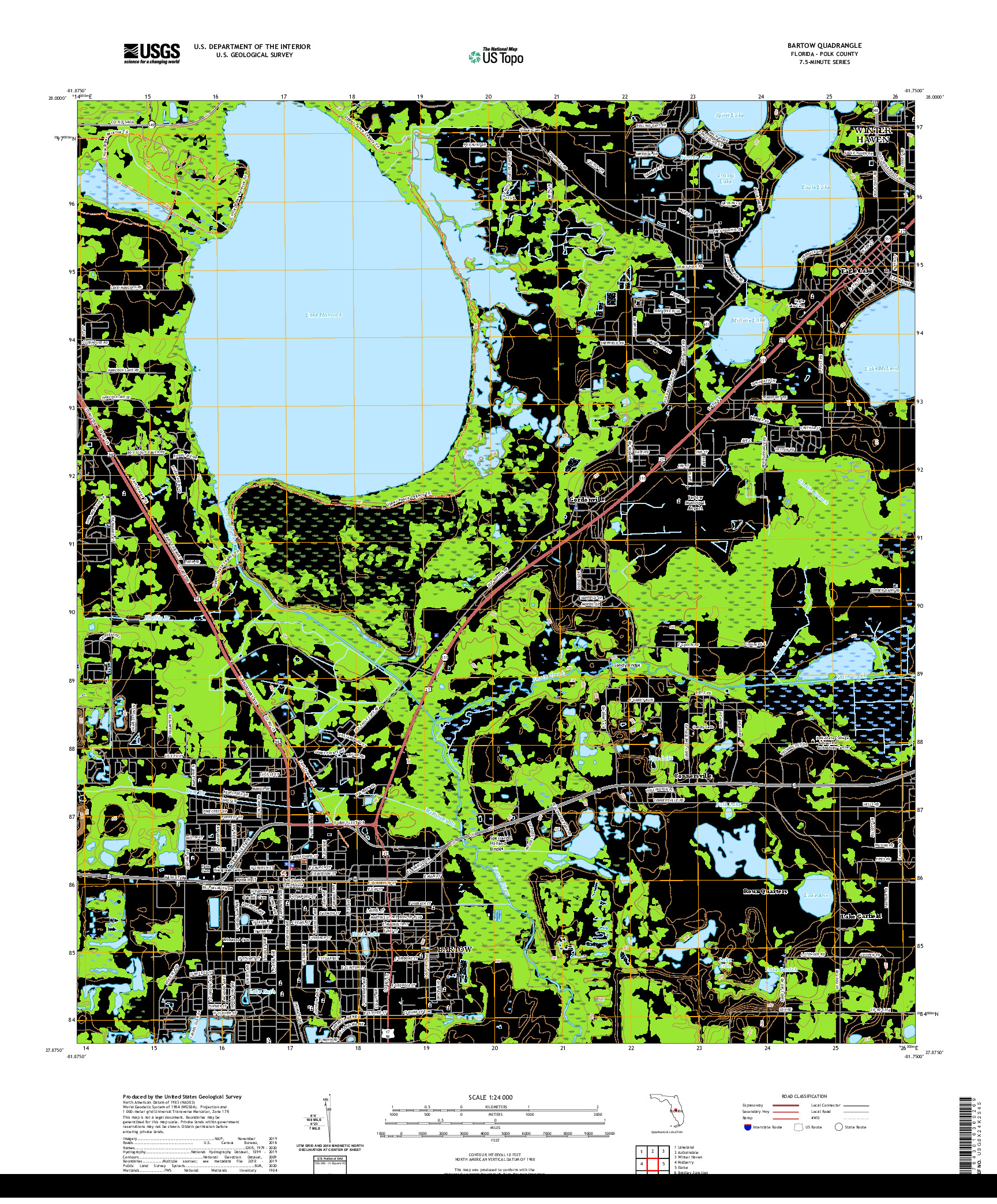 USGS US TOPO 7.5-MINUTE MAP FOR BARTOW, FL 2021
