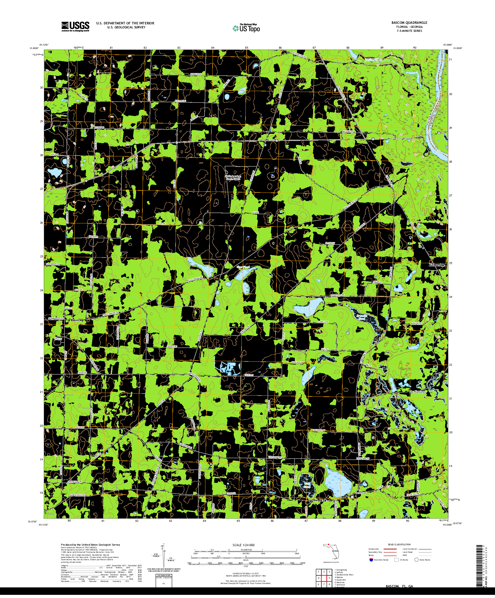 USGS US TOPO 7.5-MINUTE MAP FOR BASCOM, FL,GA 2021