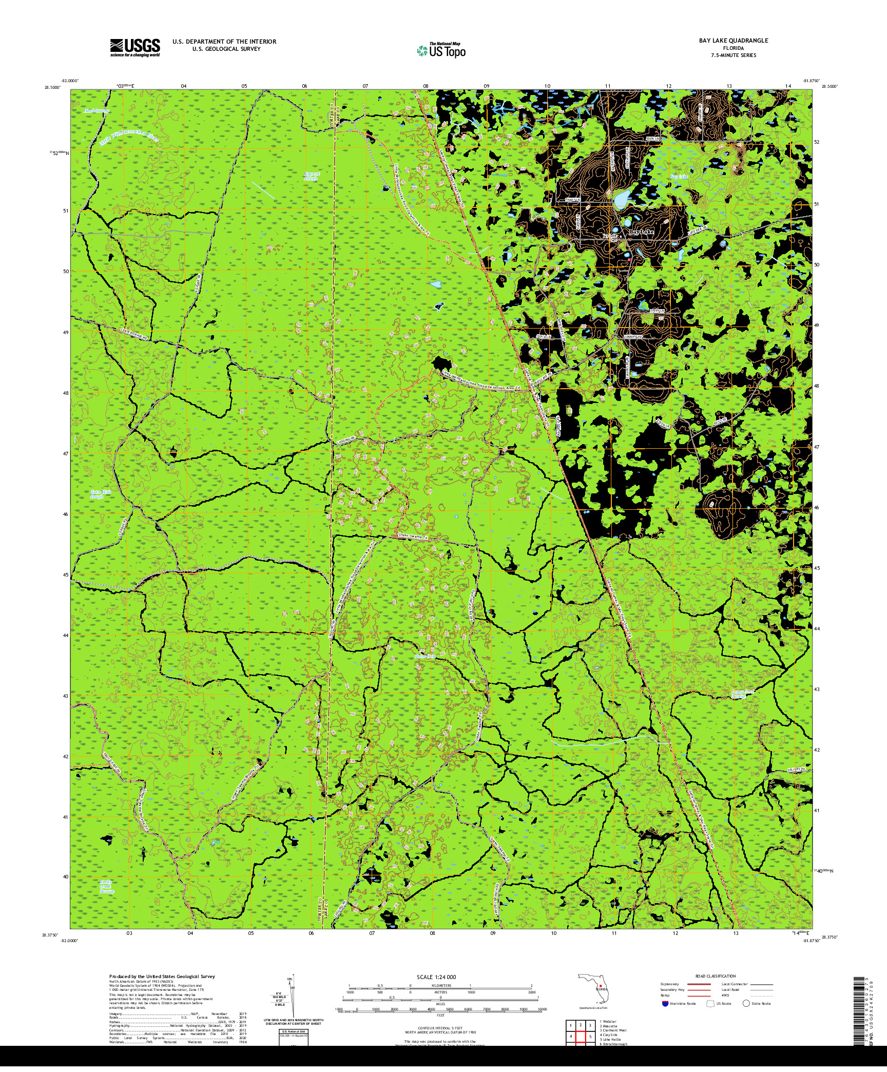 USGS US TOPO 7.5-MINUTE MAP FOR BAY LAKE, FL 2021