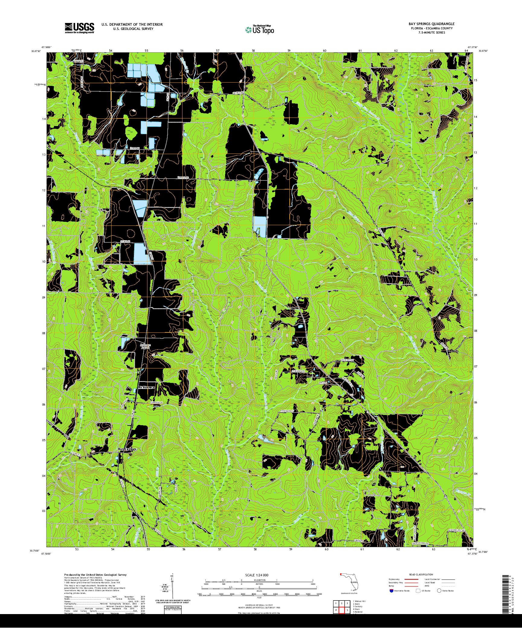 USGS US TOPO 7.5-MINUTE MAP FOR BAY SPRINGS, FL 2021