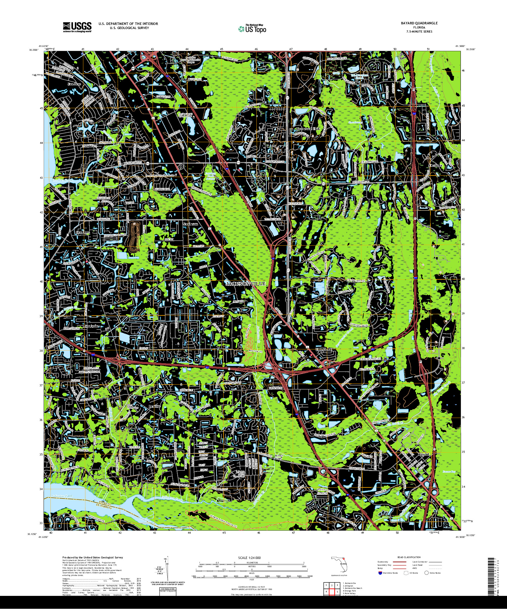 USGS US TOPO 7.5-MINUTE MAP FOR BAYARD, FL 2021