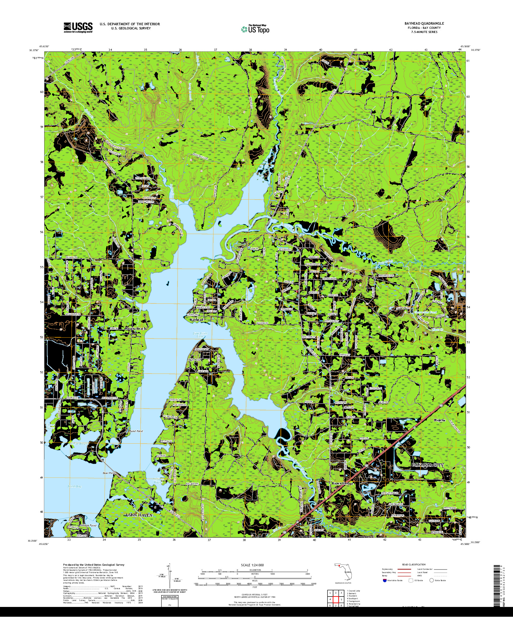 USGS US TOPO 7.5-MINUTE MAP FOR BAYHEAD, FL 2021