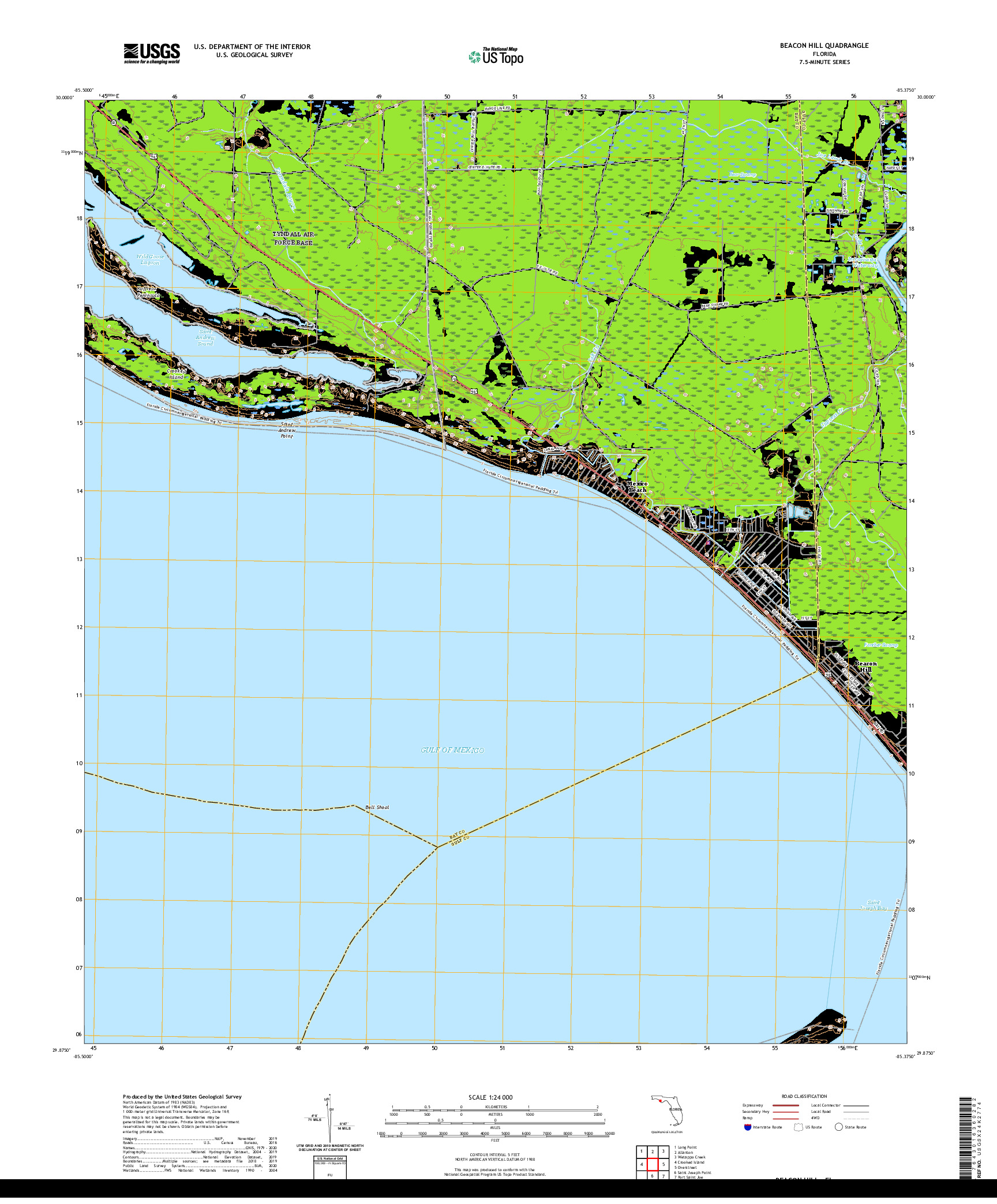 USGS US TOPO 7.5-MINUTE MAP FOR BEACON HILL, FL 2021