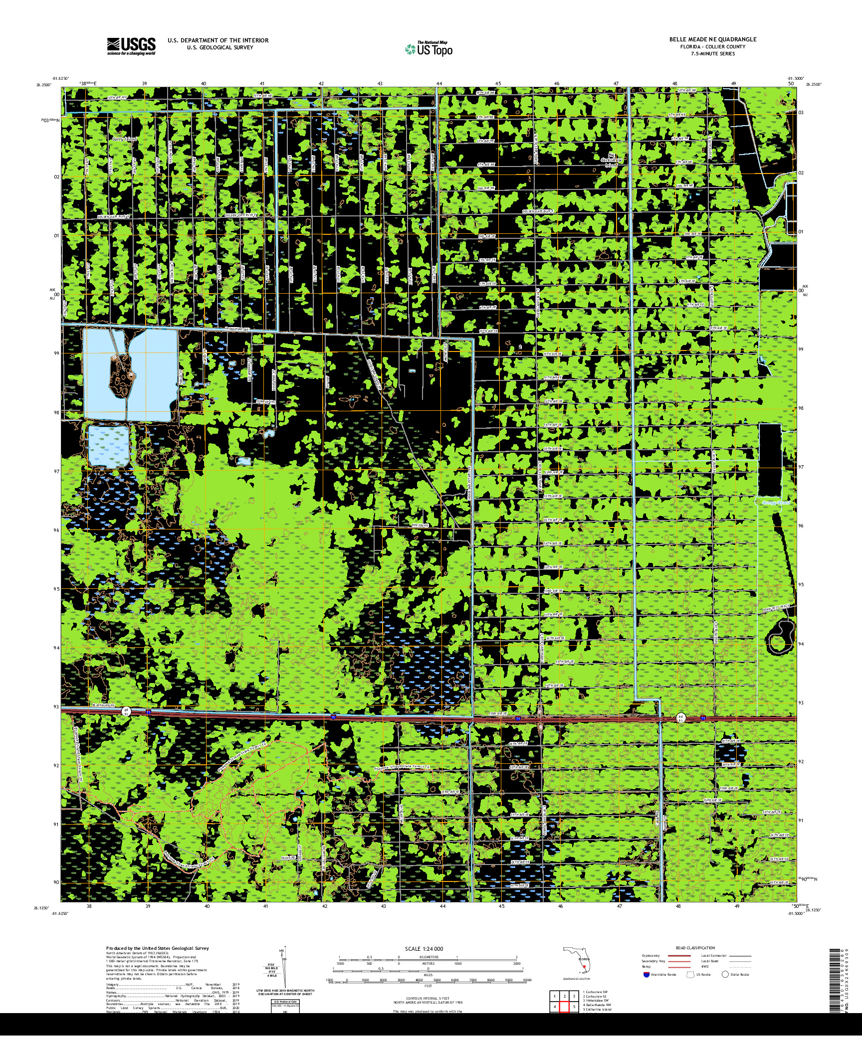 USGS US TOPO 7.5-MINUTE MAP FOR BELLE MEADE NE, FL 2021