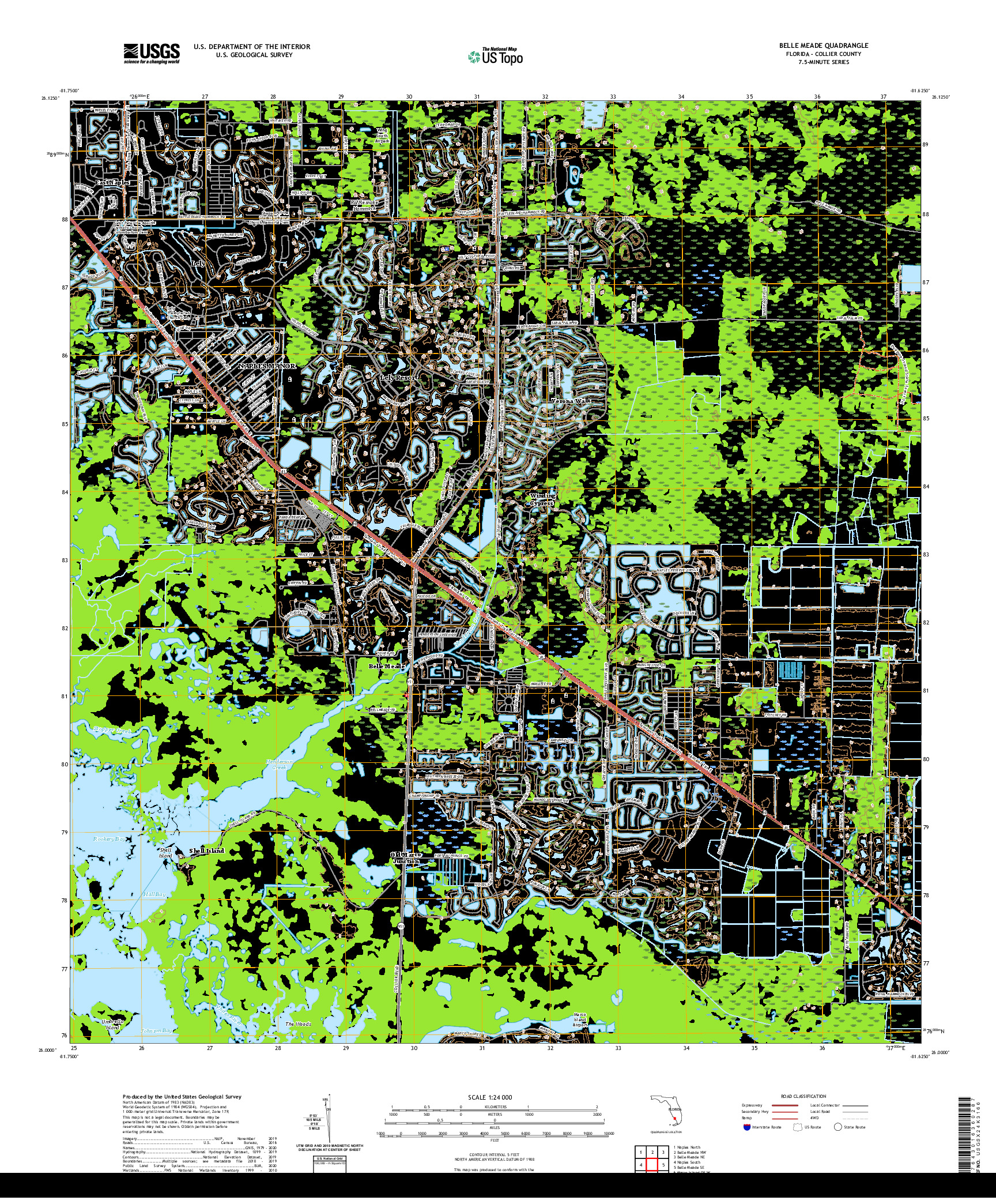 USGS US TOPO 7.5-MINUTE MAP FOR BELLE MEADE, FL 2021