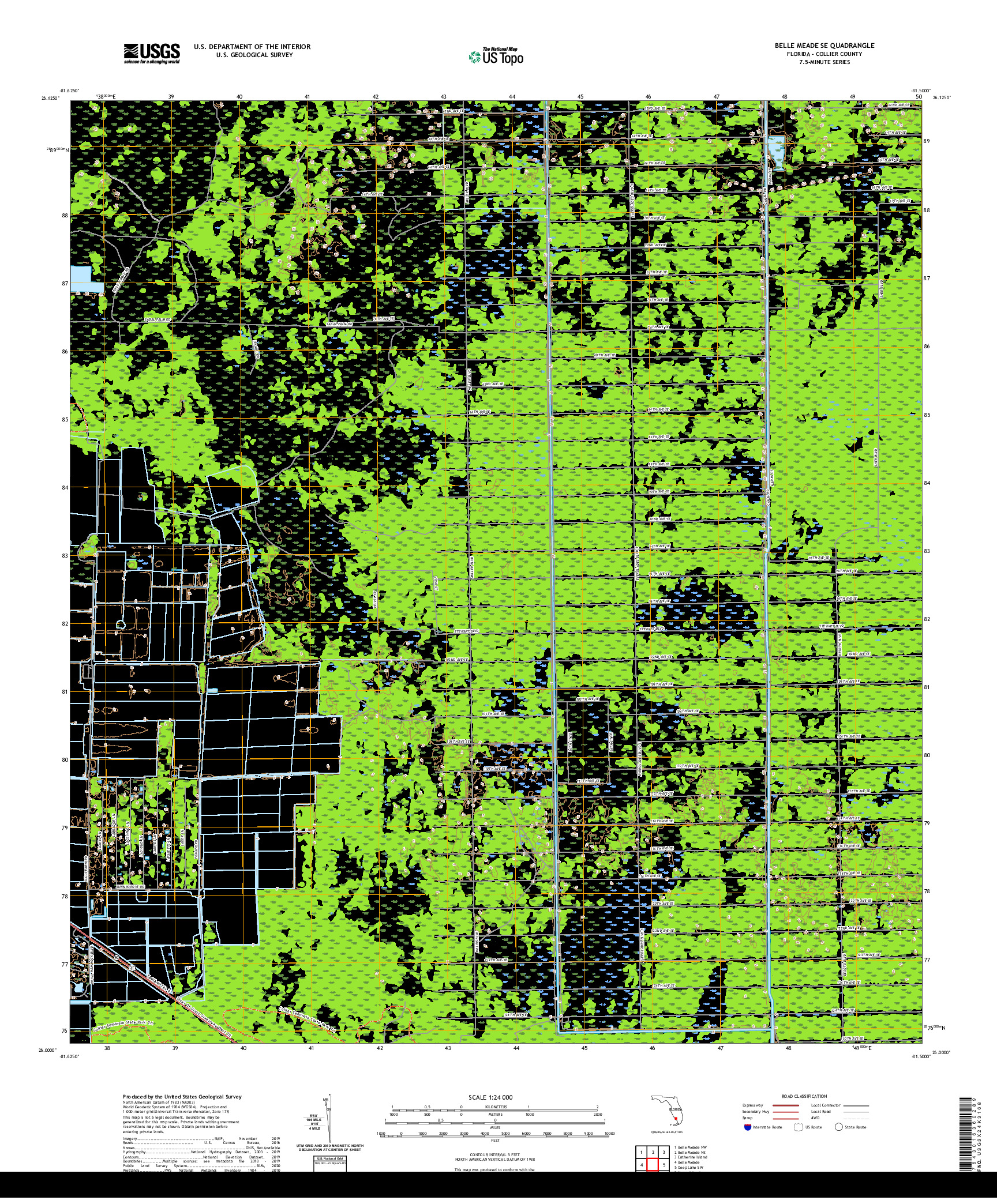 USGS US TOPO 7.5-MINUTE MAP FOR BELLE MEADE SE, FL 2021