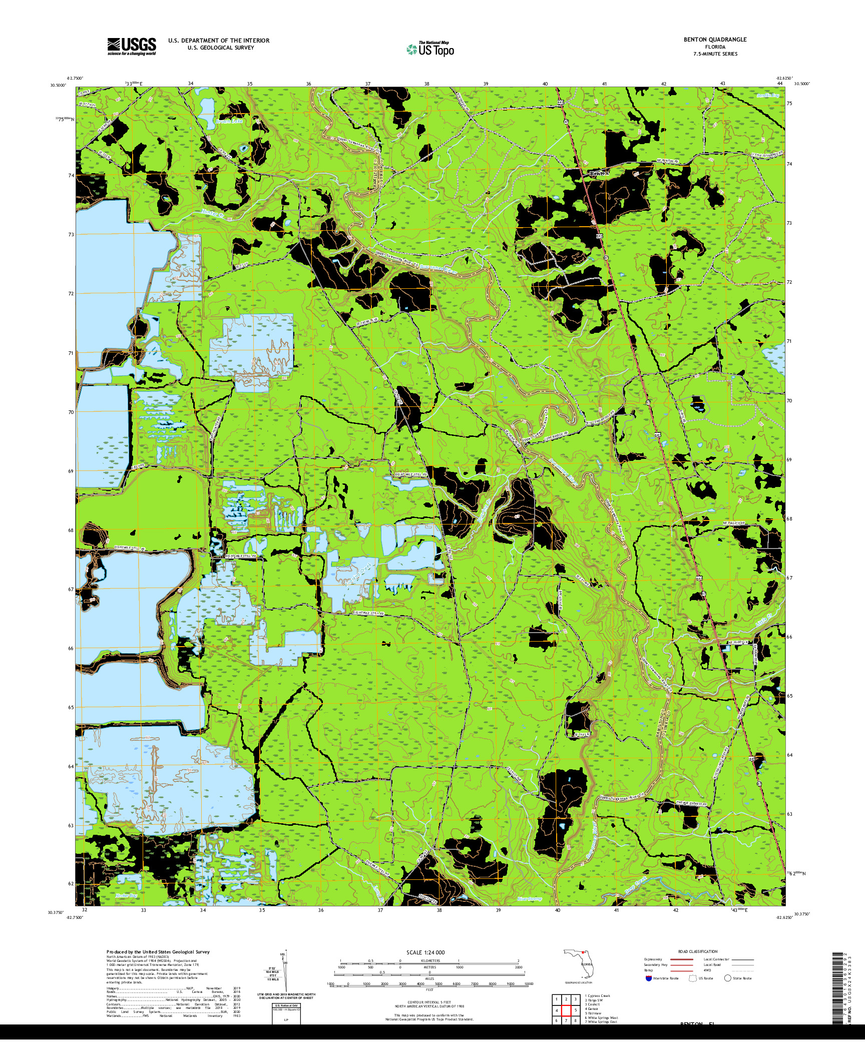 USGS US TOPO 7.5-MINUTE MAP FOR BENTON, FL 2021