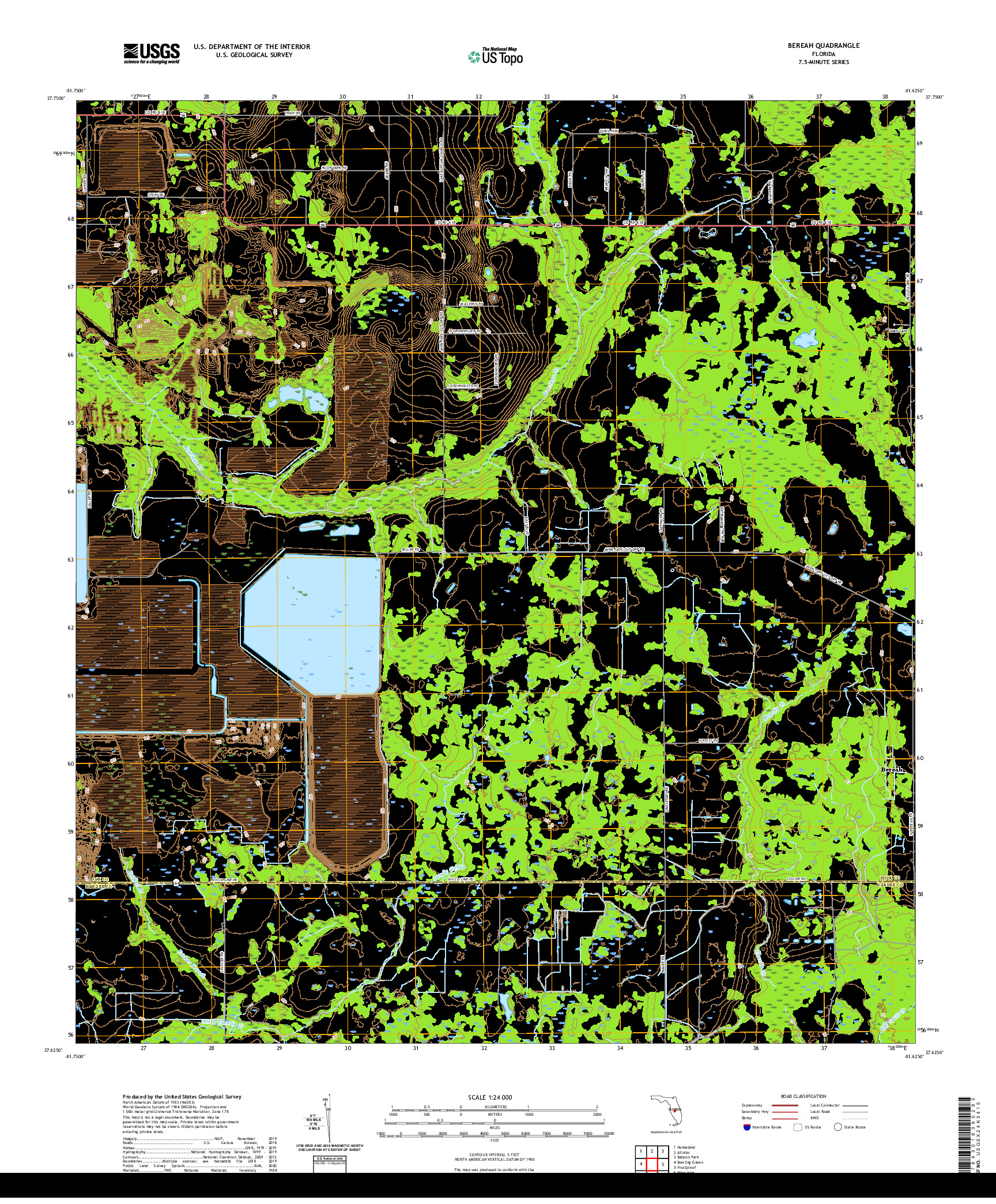 USGS US TOPO 7.5-MINUTE MAP FOR BEREAH, FL 2021