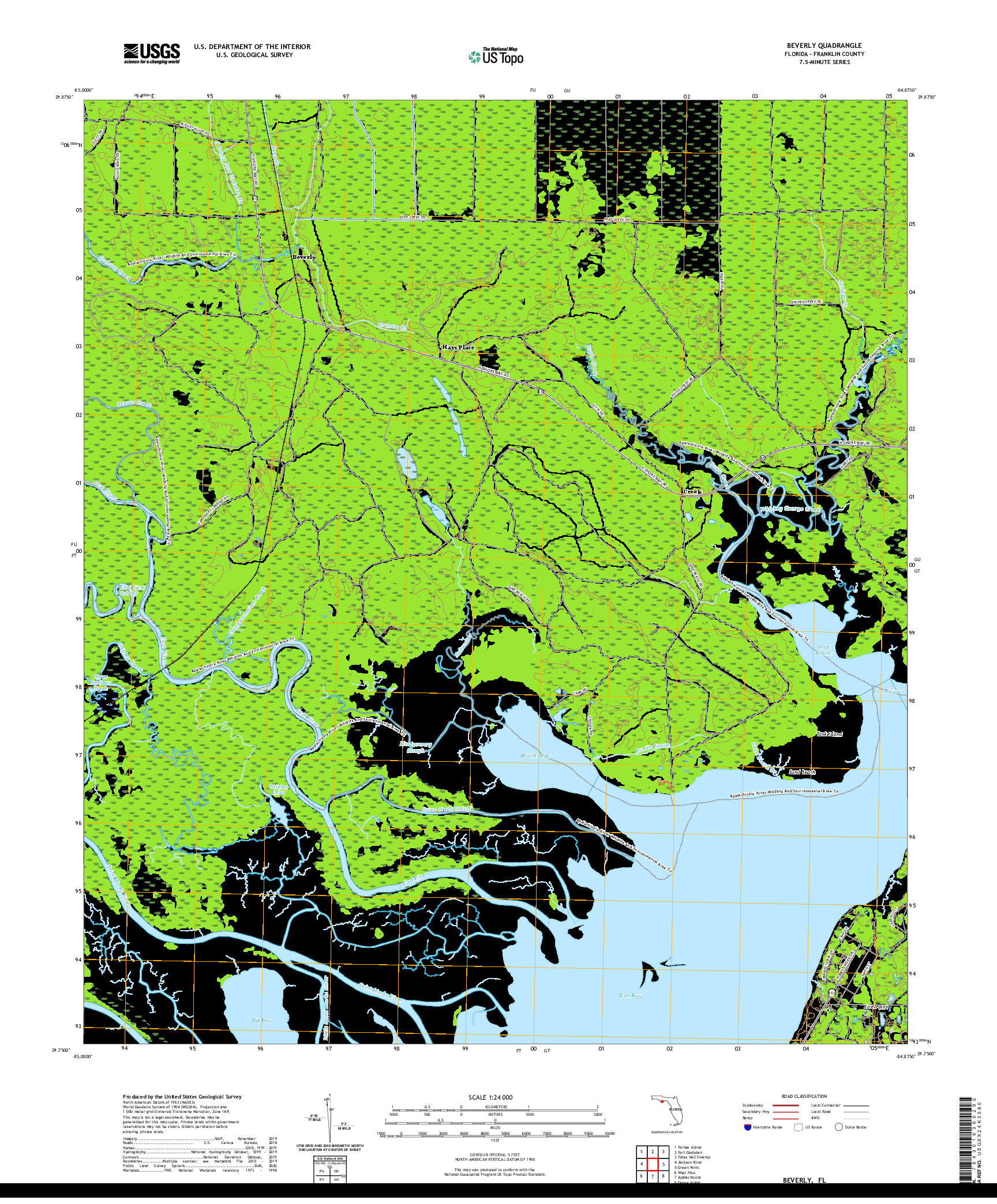 USGS US TOPO 7.5-MINUTE MAP FOR BEVERLY, FL 2021