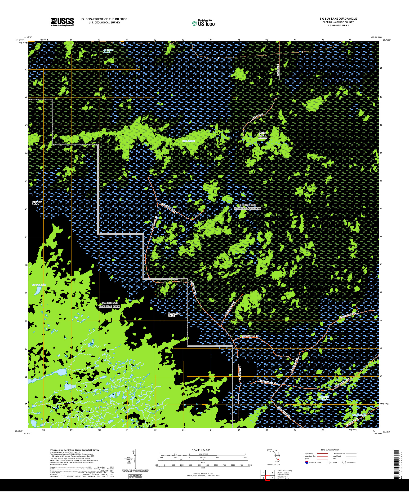 USGS US TOPO 7.5-MINUTE MAP FOR BIG BOY LAKE, FL 2021
