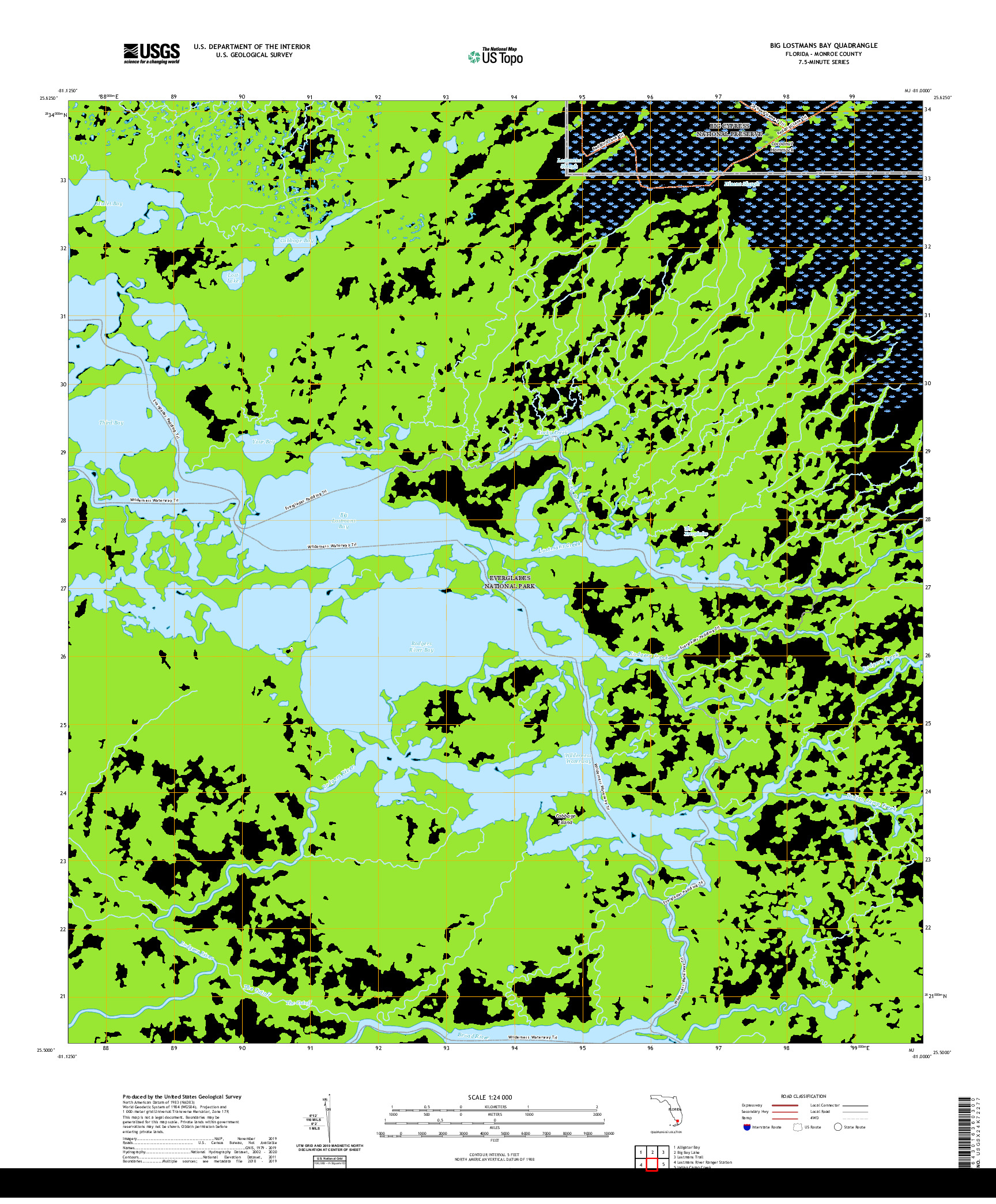 USGS US TOPO 7.5-MINUTE MAP FOR BIG LOSTMANS BAY, FL 2021