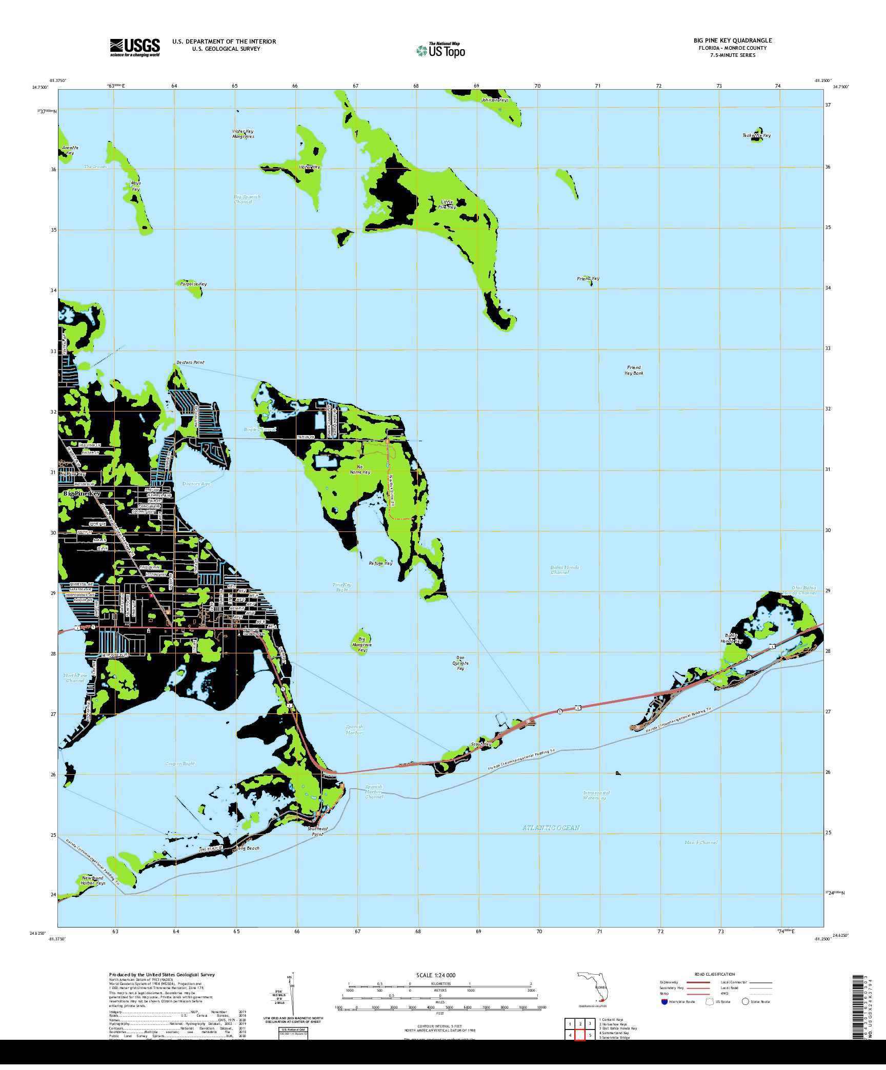 USGS US TOPO 7.5-MINUTE MAP FOR BIG PINE KEY, FL 2021