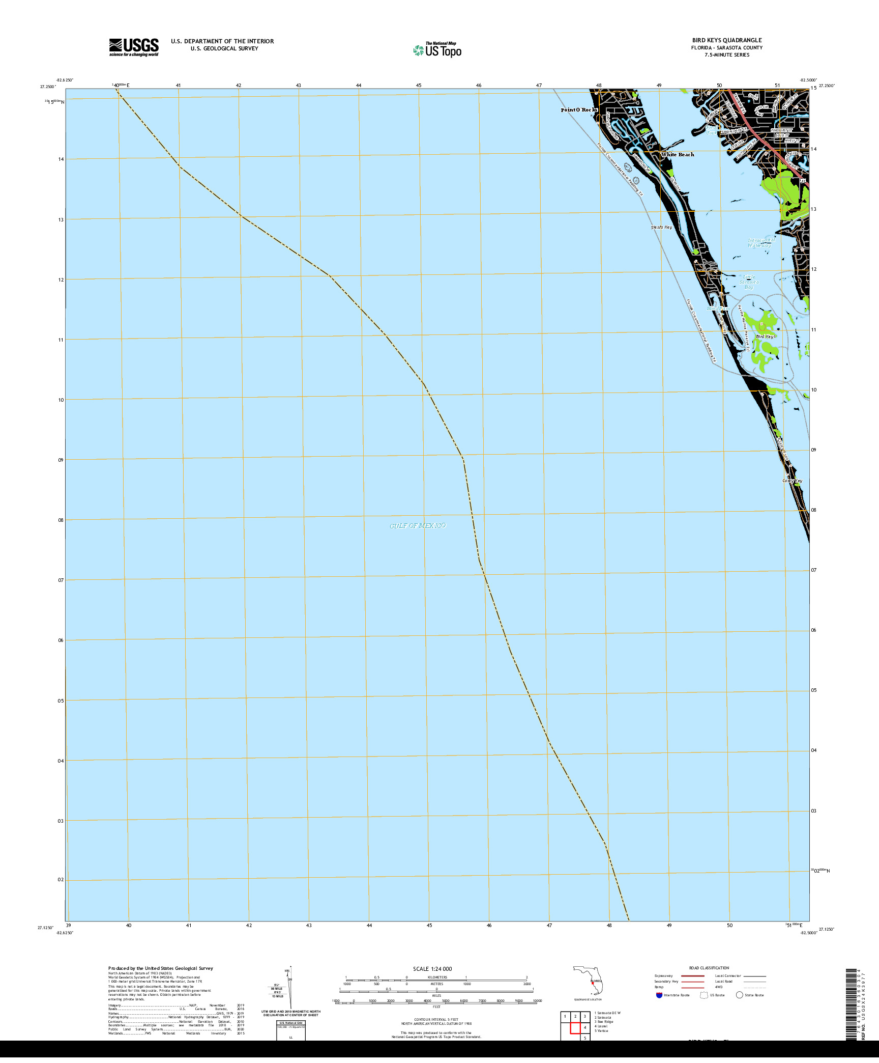 USGS US TOPO 7.5-MINUTE MAP FOR BIRD KEYS, FL 2021