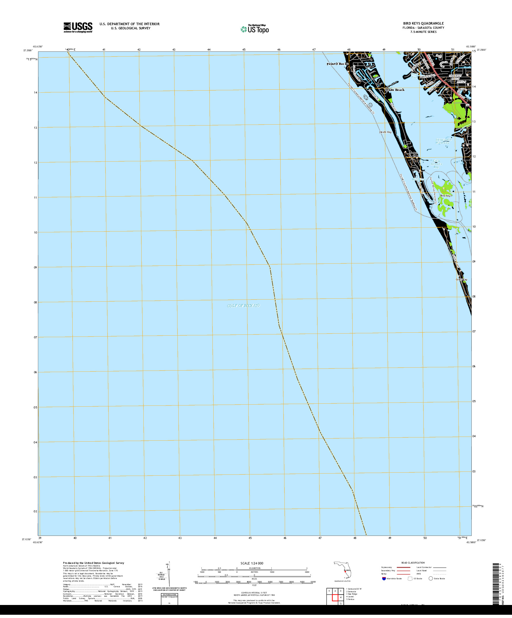 USGS US TOPO 7.5-MINUTE MAP FOR BIRD KEYS, FL 2021