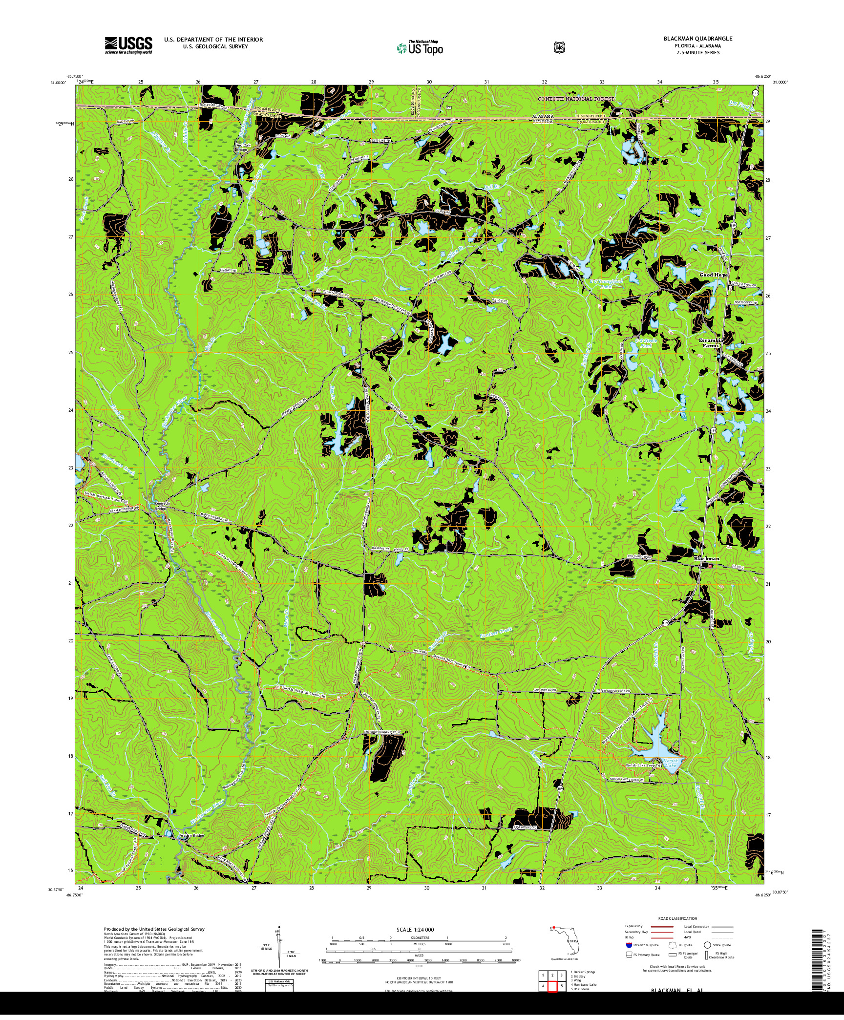 USGS US TOPO 7.5-MINUTE MAP FOR BLACKMAN, FL,AL 2021