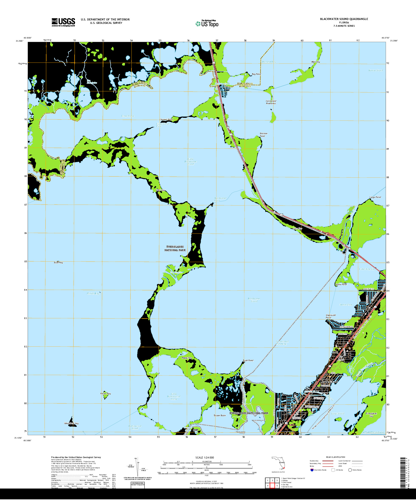 USGS US TOPO 7.5-MINUTE MAP FOR BLACKWATER SOUND, FL 2021