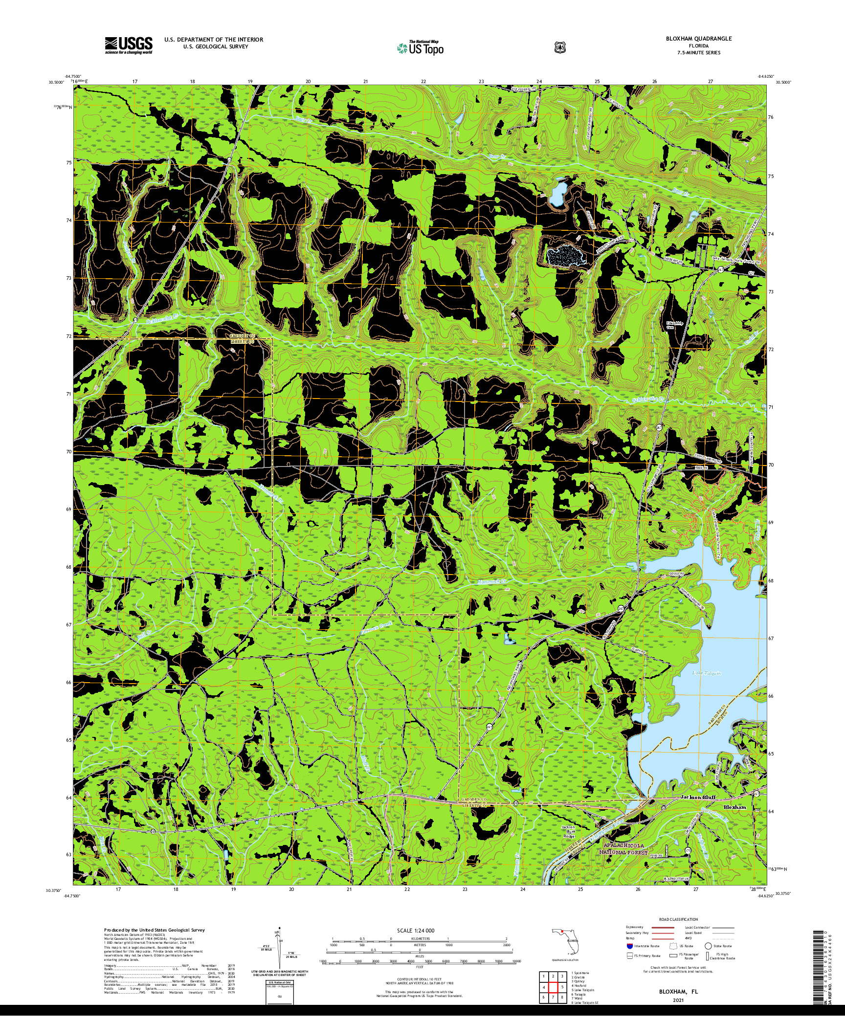 USGS US TOPO 7.5-MINUTE MAP FOR BLOXHAM, FL 2021