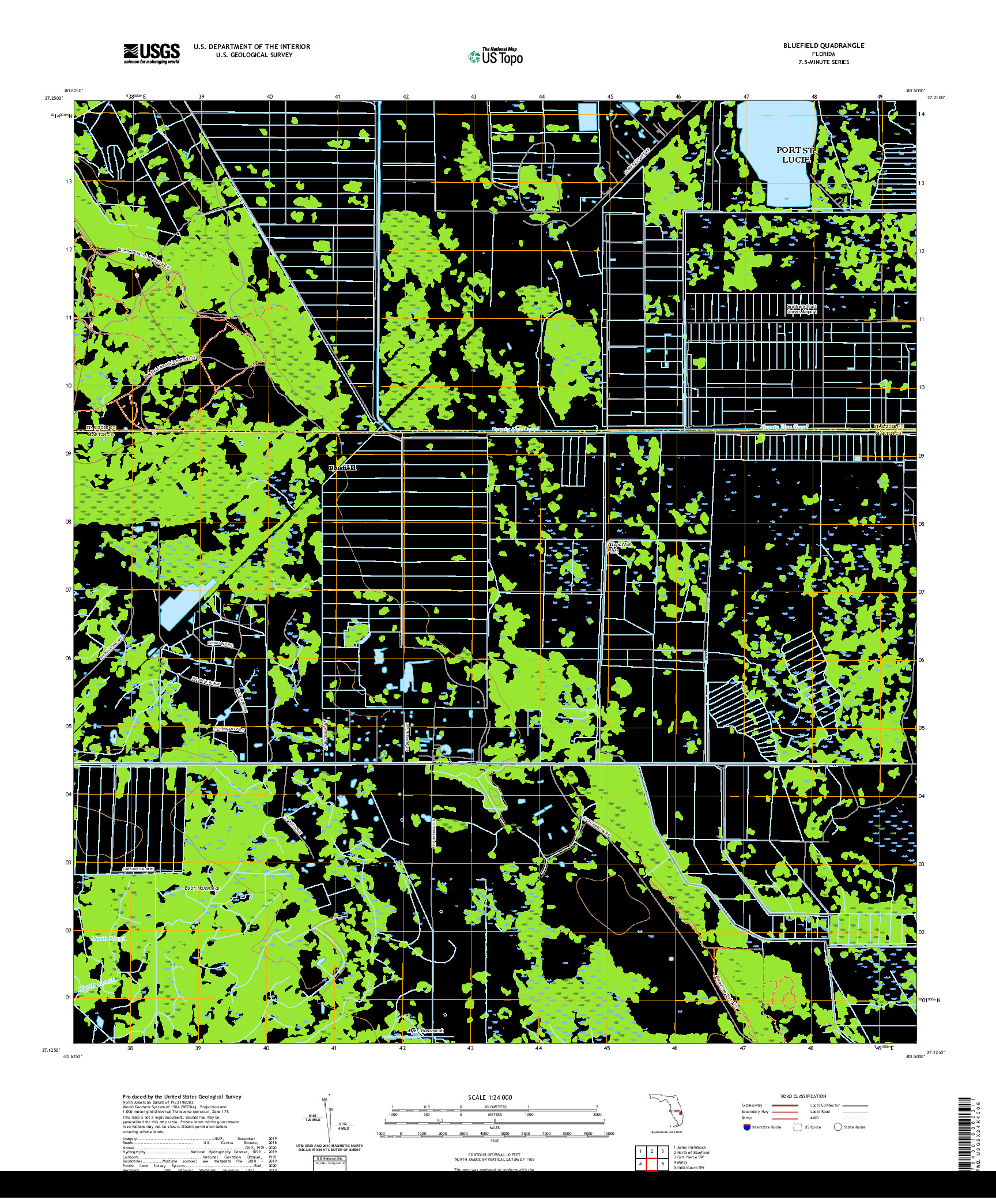 USGS US TOPO 7.5-MINUTE MAP FOR BLUEFIELD, FL 2021