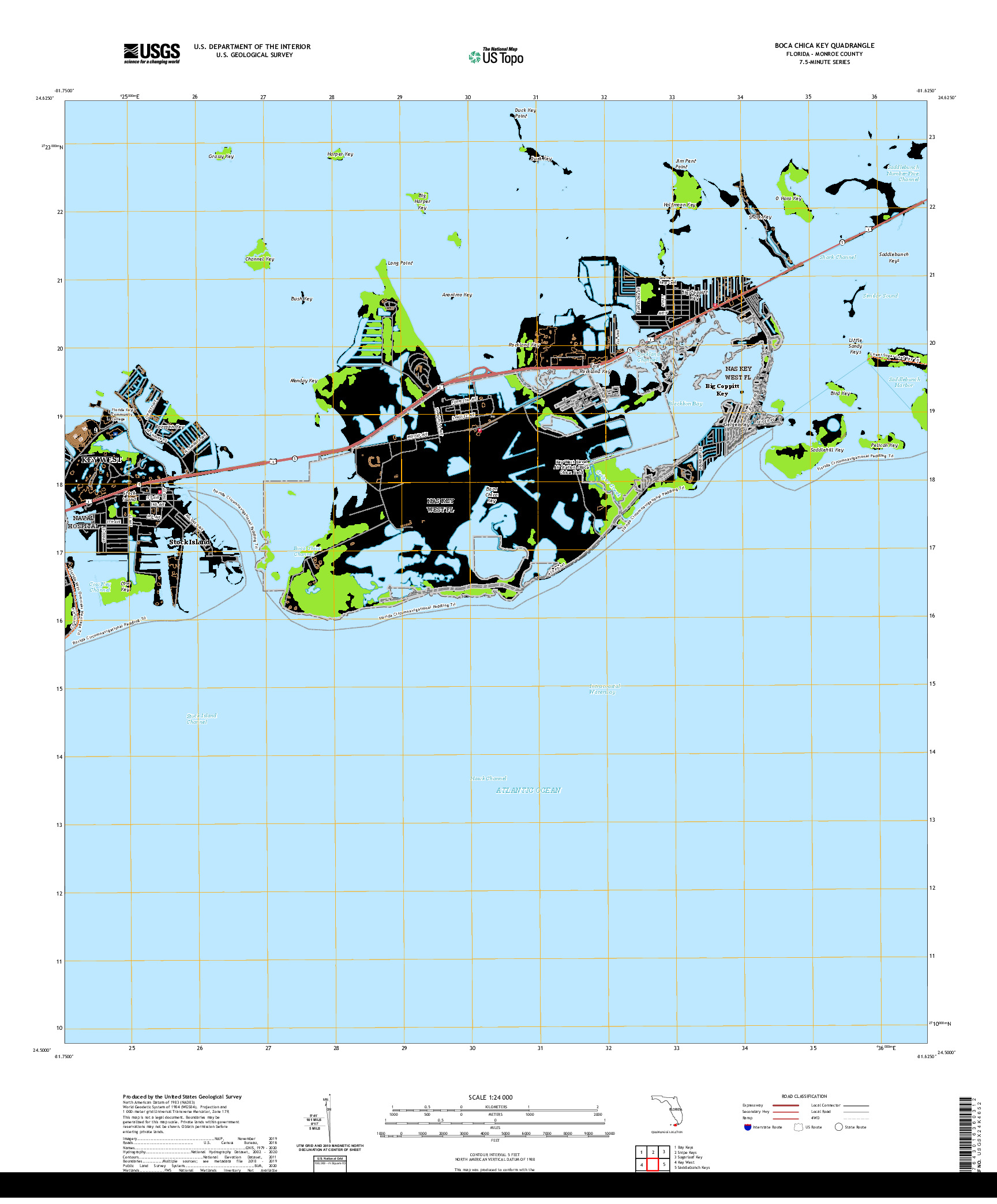 USGS US TOPO 7.5-MINUTE MAP FOR BOCA CHICA KEY, FL 2021