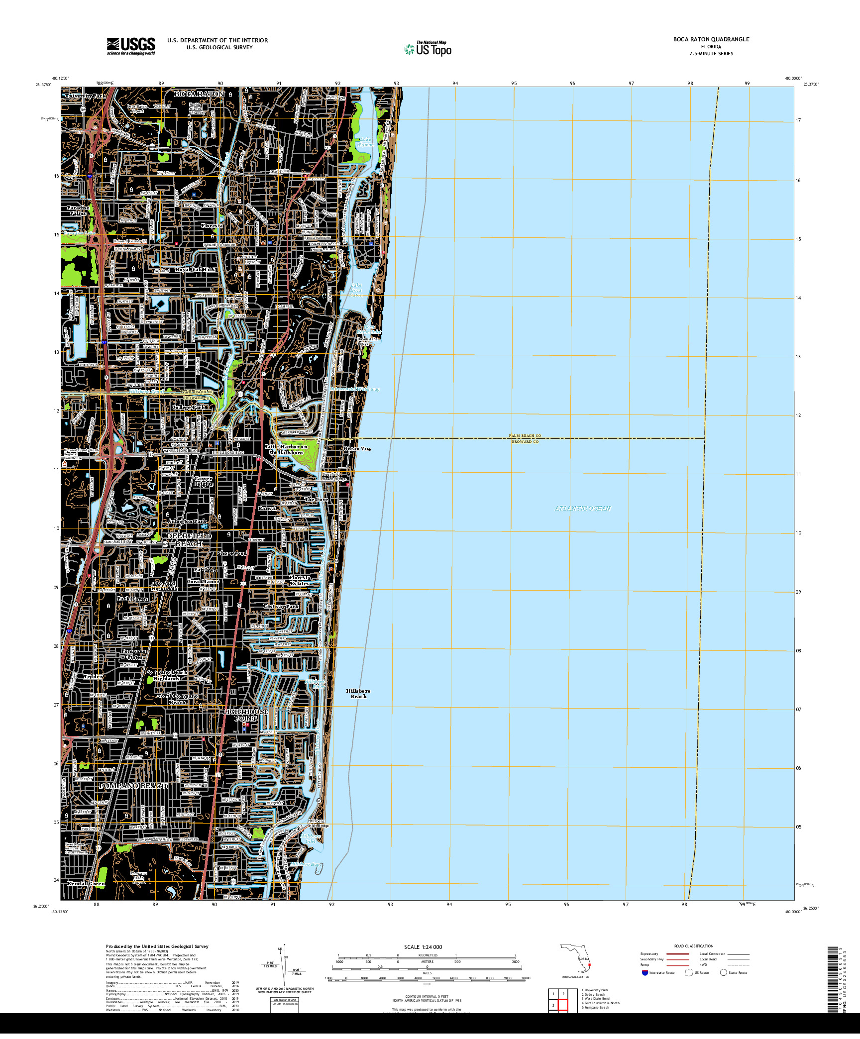 USGS US TOPO 7.5-MINUTE MAP FOR BOCA RATON, FL 2021