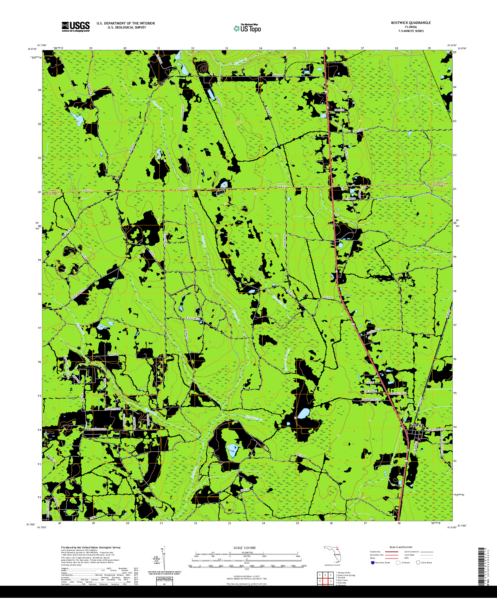 USGS US TOPO 7.5-MINUTE MAP FOR BOSTWICK, FL 2021