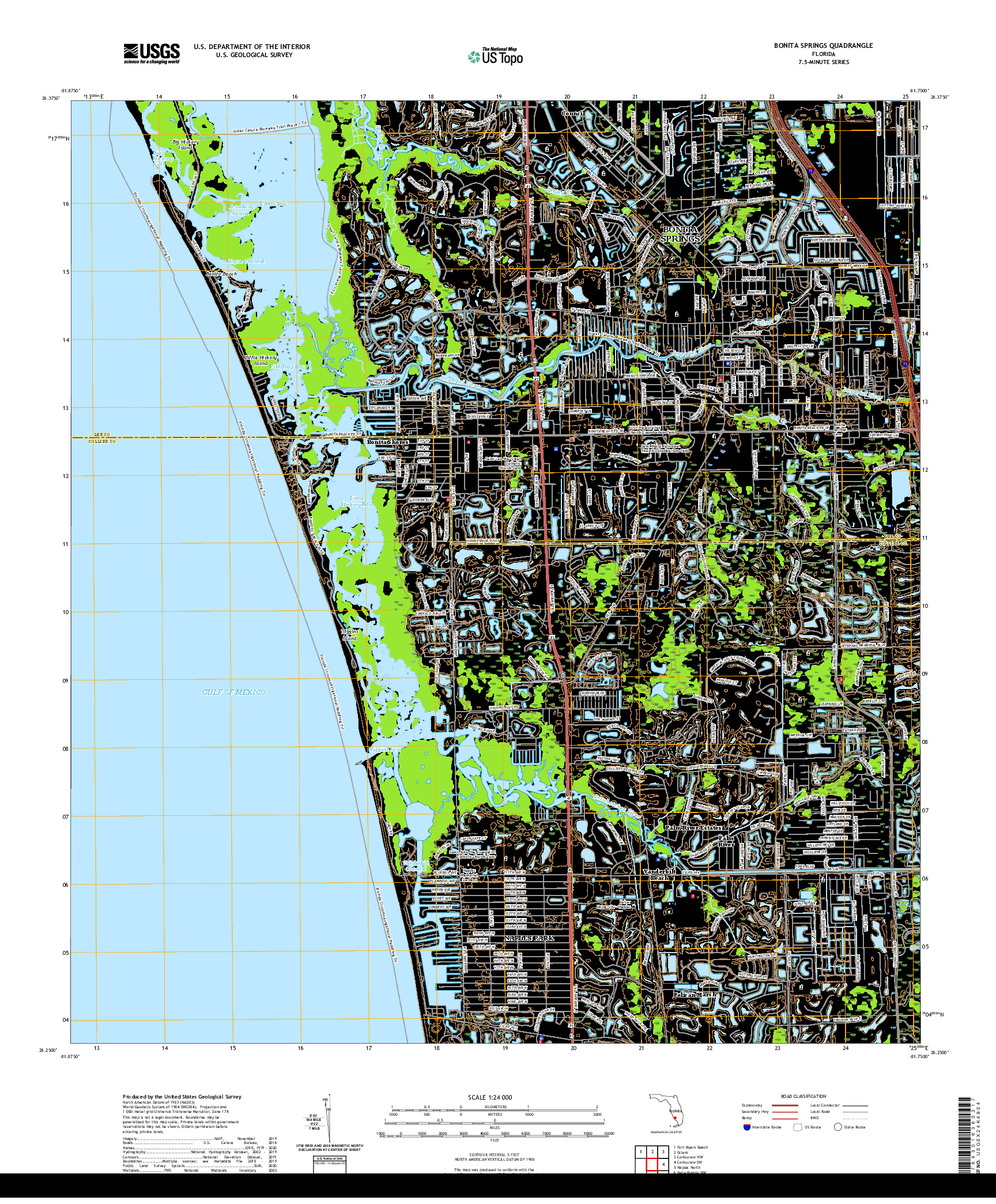 USGS US TOPO 7.5-MINUTE MAP FOR BONITA SPRINGS, FL 2021