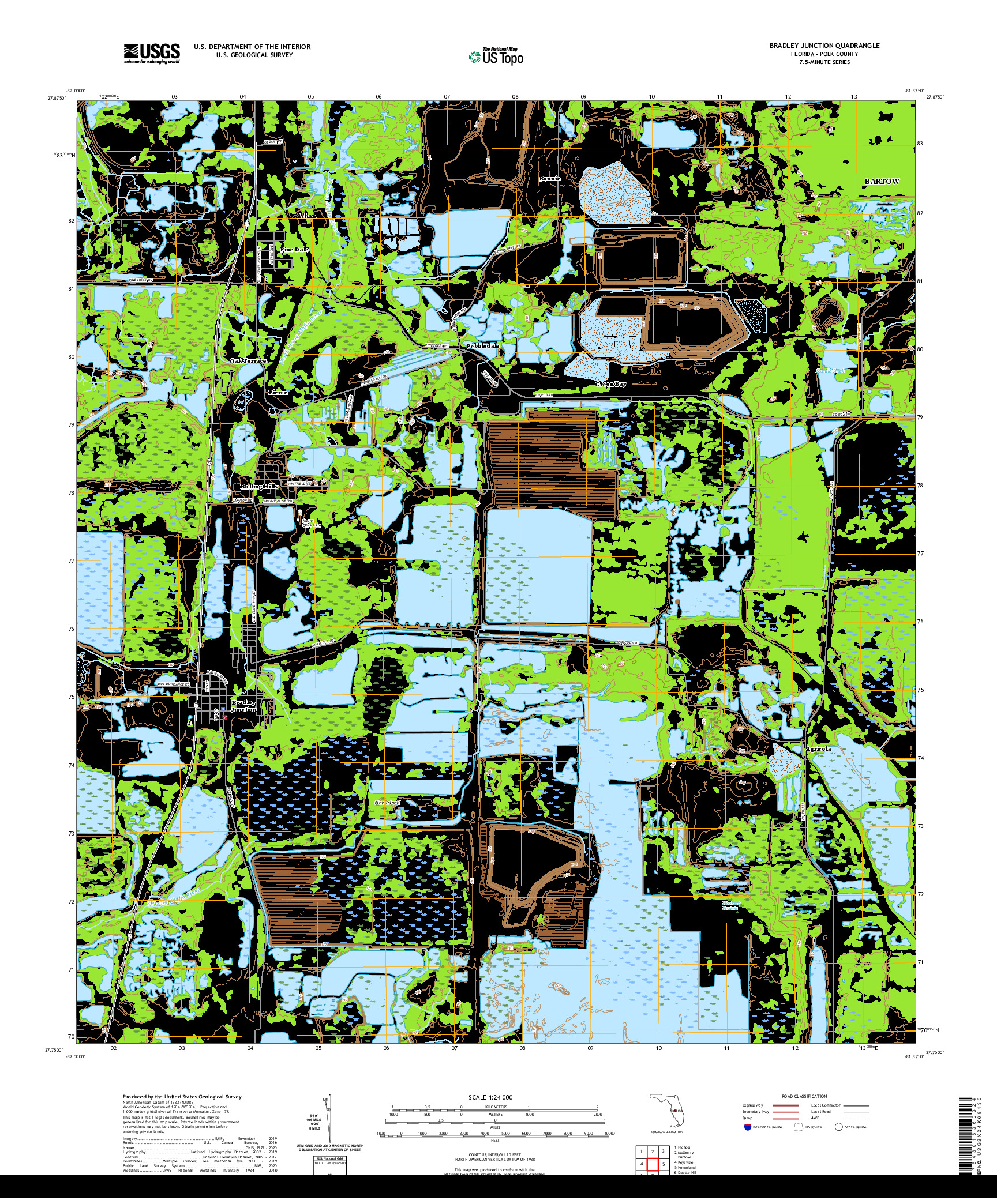 USGS US TOPO 7.5-MINUTE MAP FOR BRADLEY JUNCTION, FL 2021