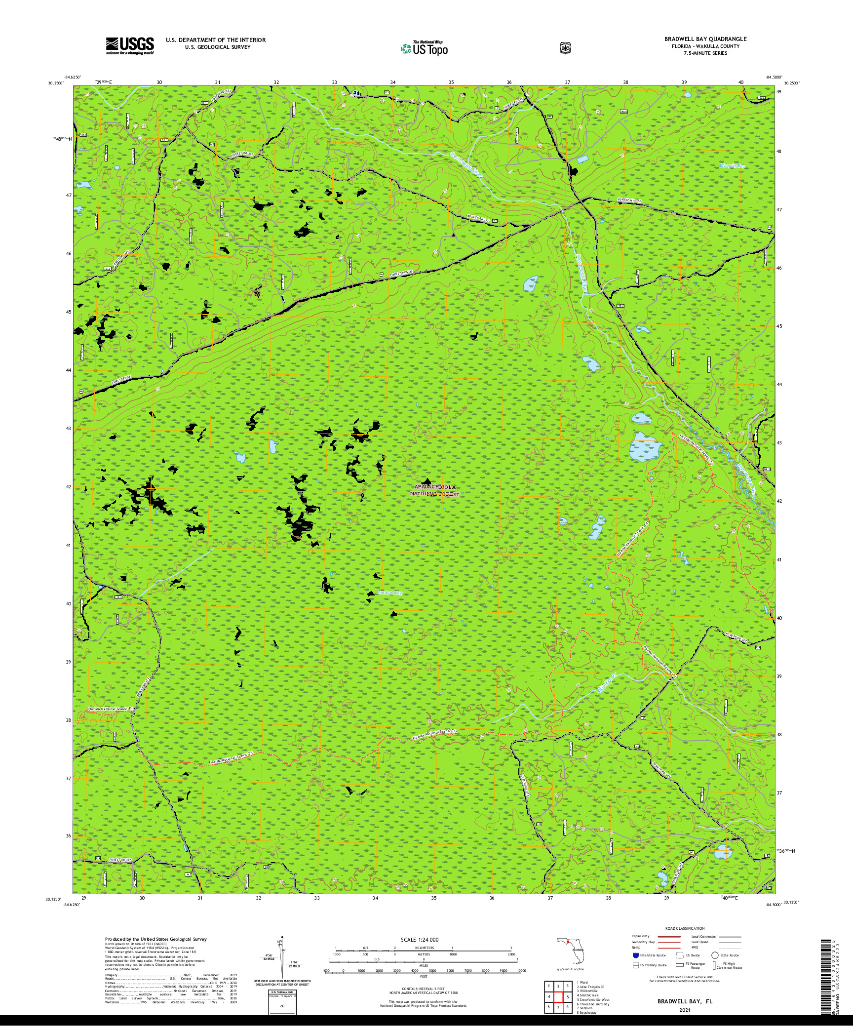 USGS US TOPO 7.5-MINUTE MAP FOR BRADWELL BAY, FL 2021