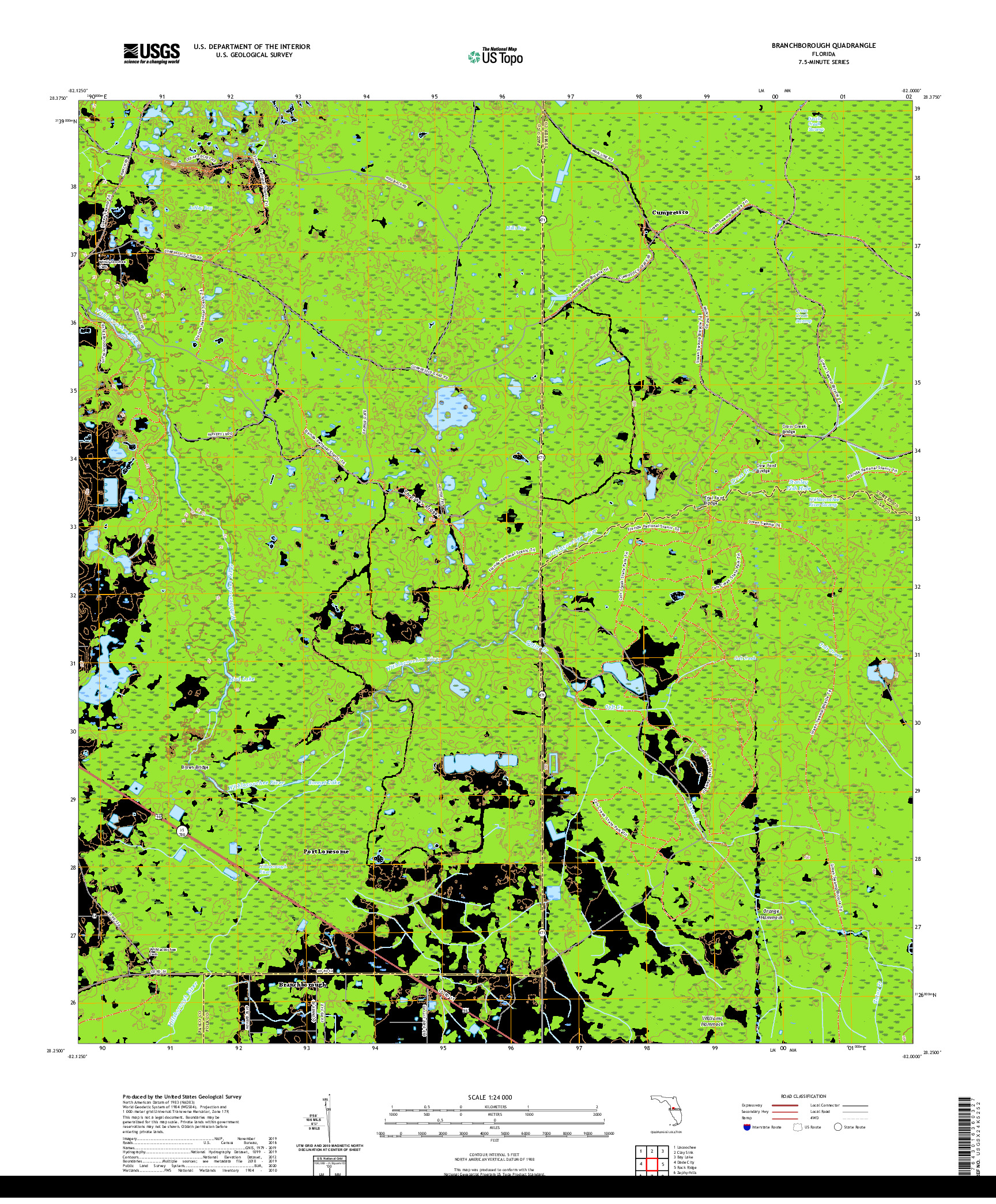 USGS US TOPO 7.5-MINUTE MAP FOR BRANCHBOROUGH, FL 2021