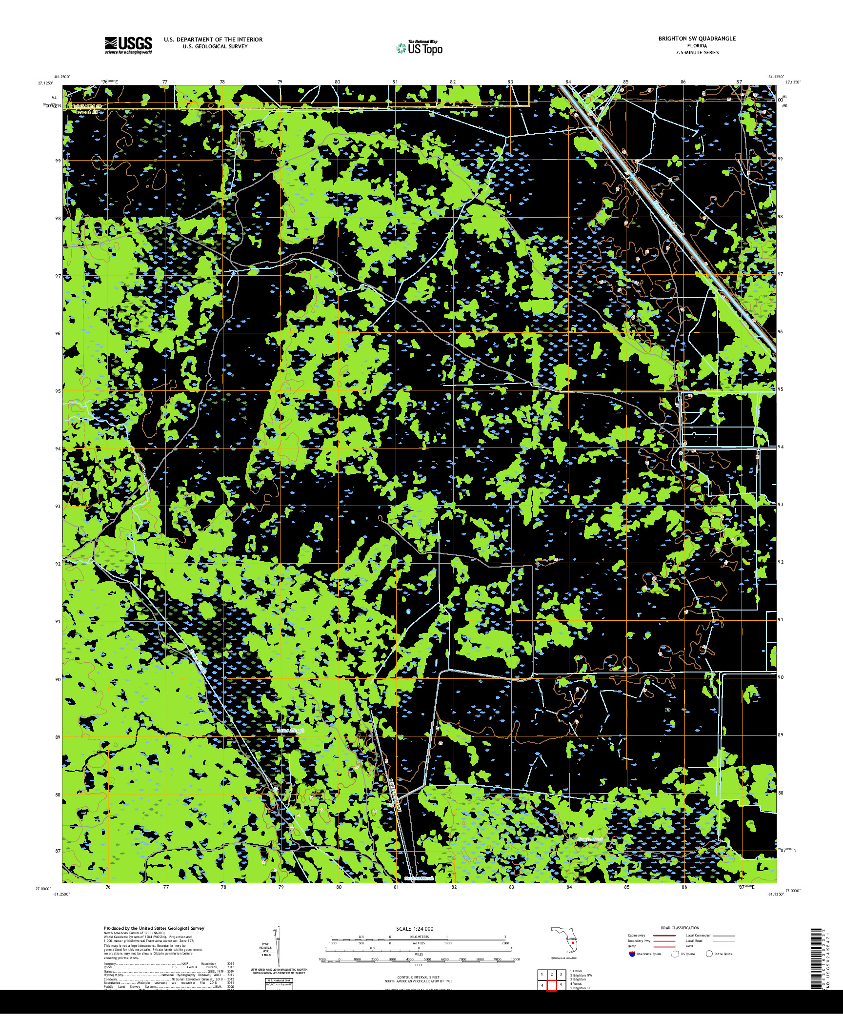 USGS US TOPO 7.5-MINUTE MAP FOR BRIGHTON SW, FL 2021